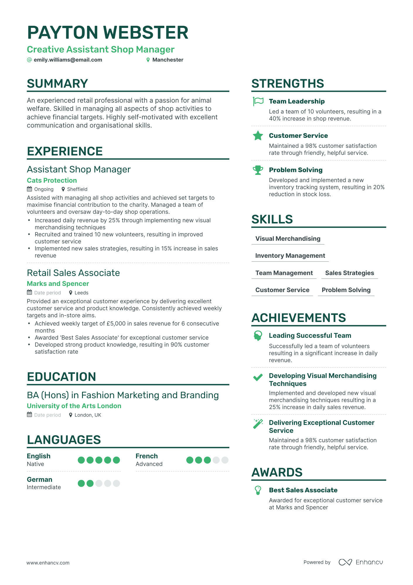 Shop Assistant Skills For Resume