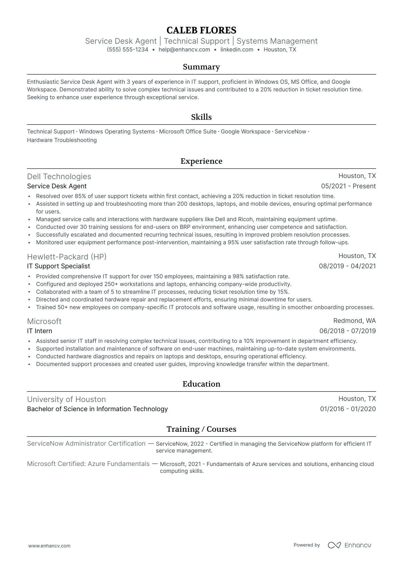 IT Service Desk Technician Specialist Resume Example Resume Example