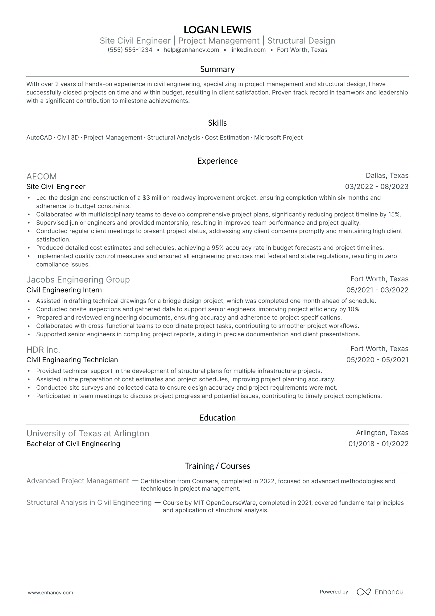 Civil Engineering Director resume example