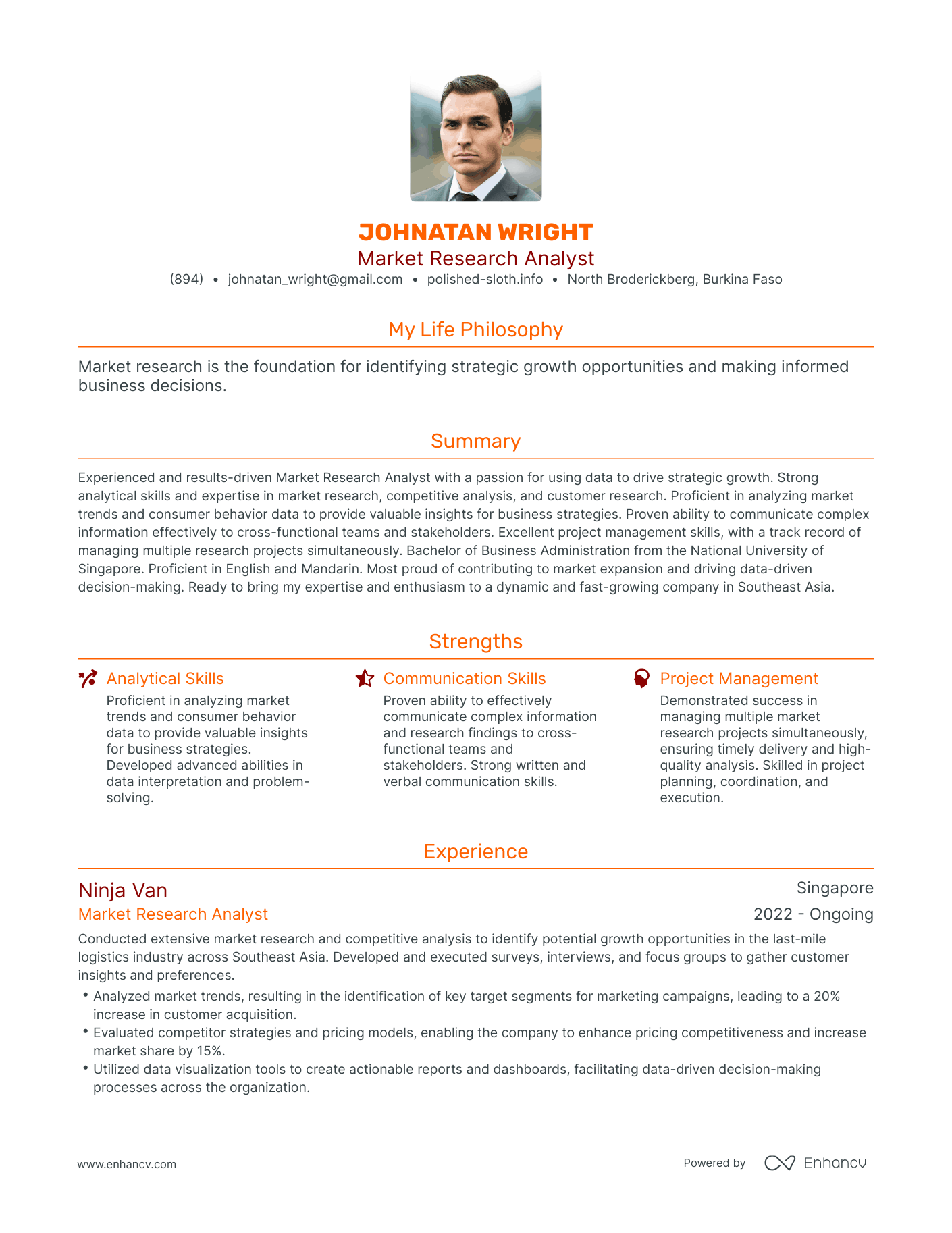 Modern Market Research Analyst Resume Example
