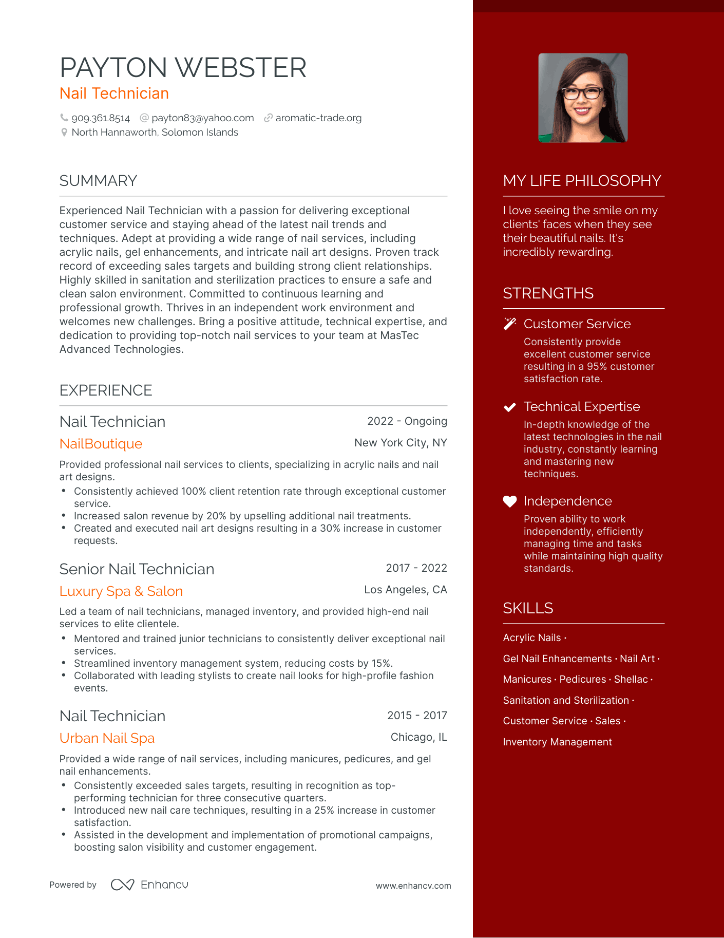 Nail Technician resume example