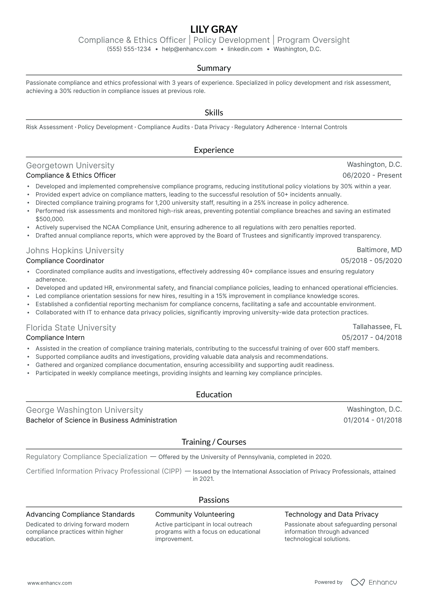 Chief Technology Compliance Officer resume example