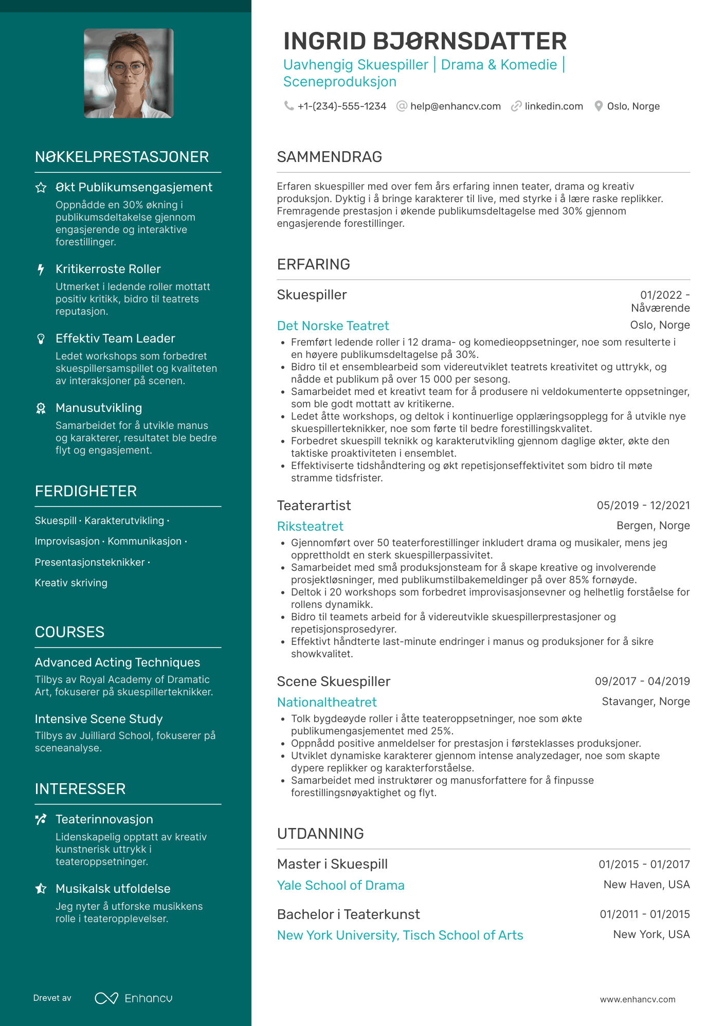Skuespiller CV
