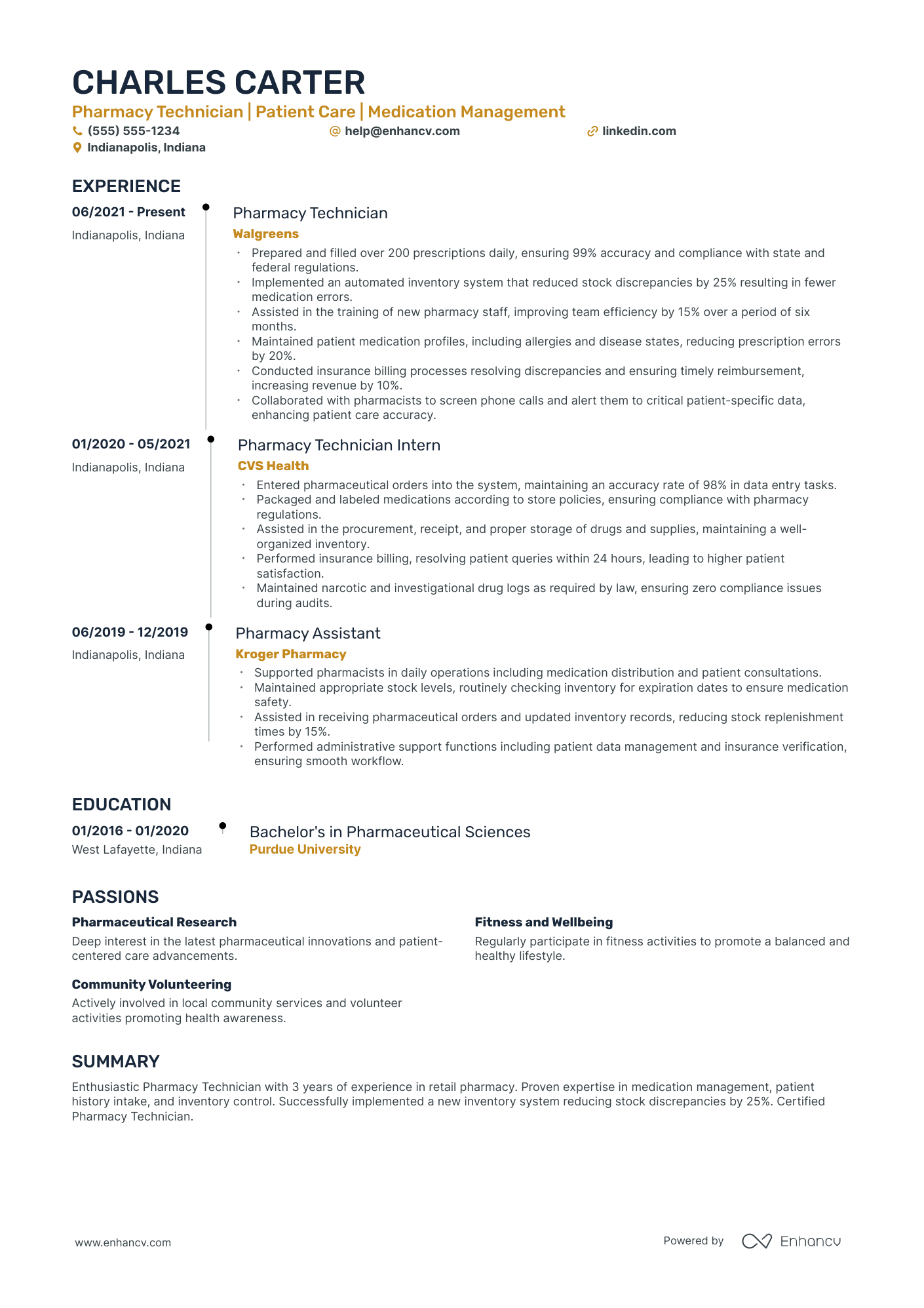 Retail Pharmacy Tech resume example