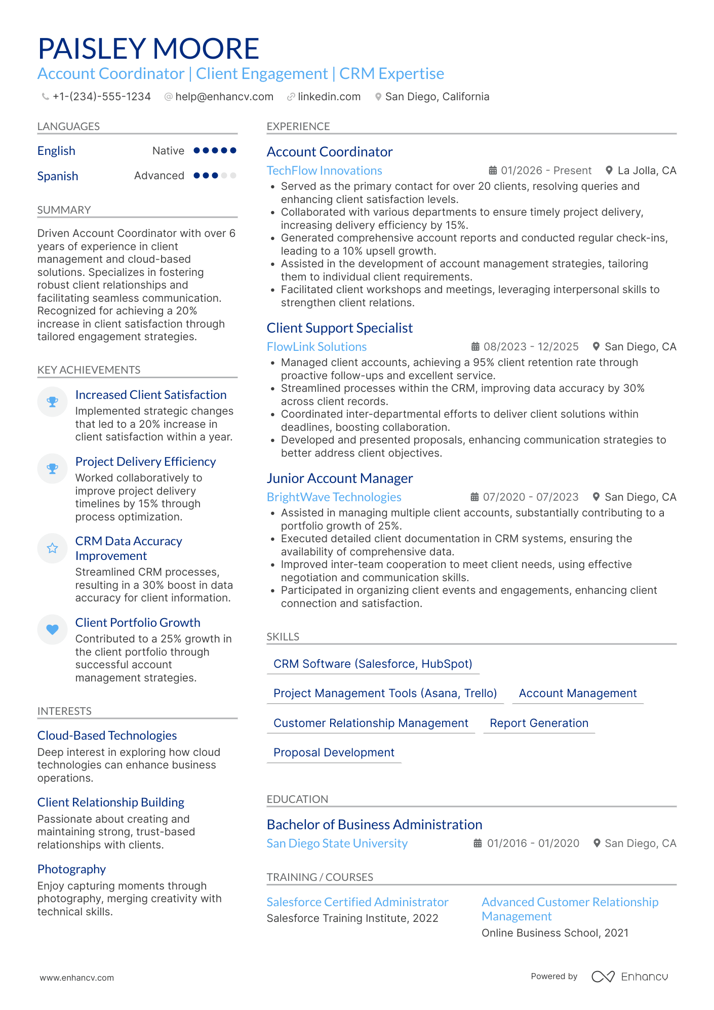 Account Coordinator resume example