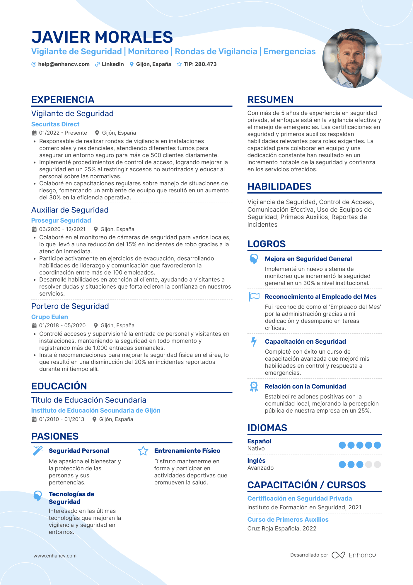 curriculum vigilante seguridad CV