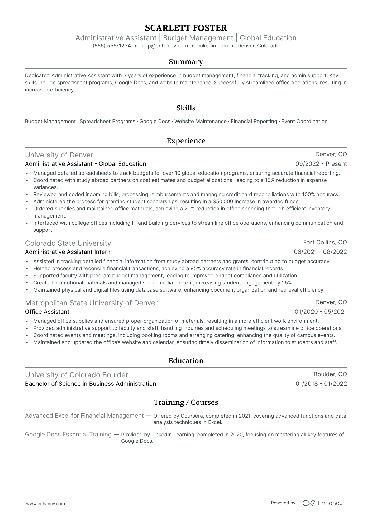 Personal Administrative Assistant resume example