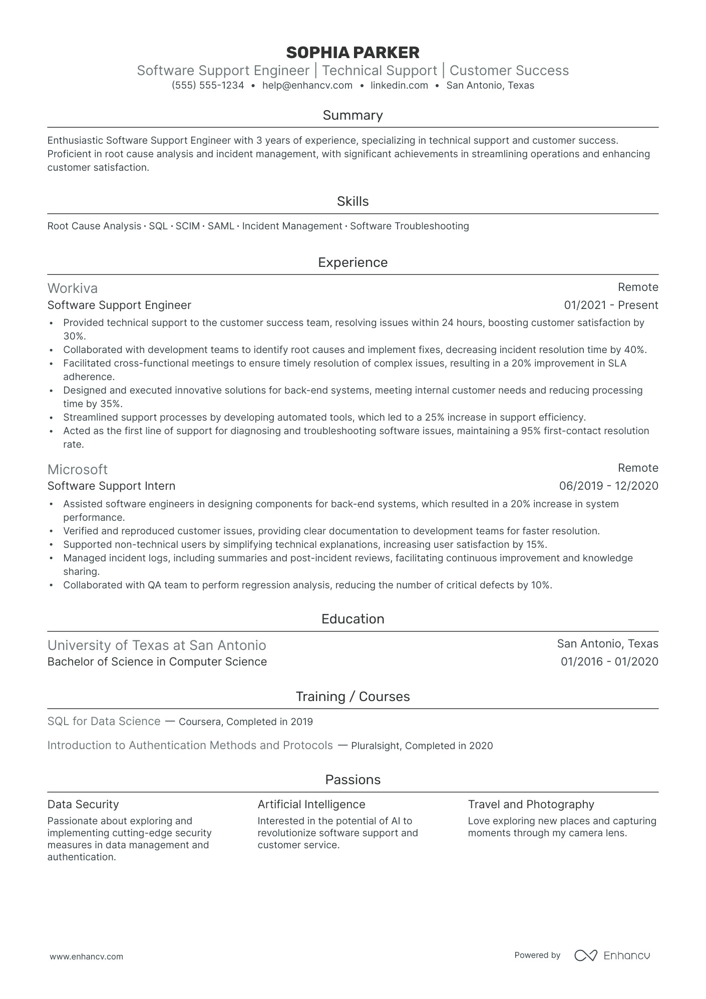 Software Support Engineer resume example