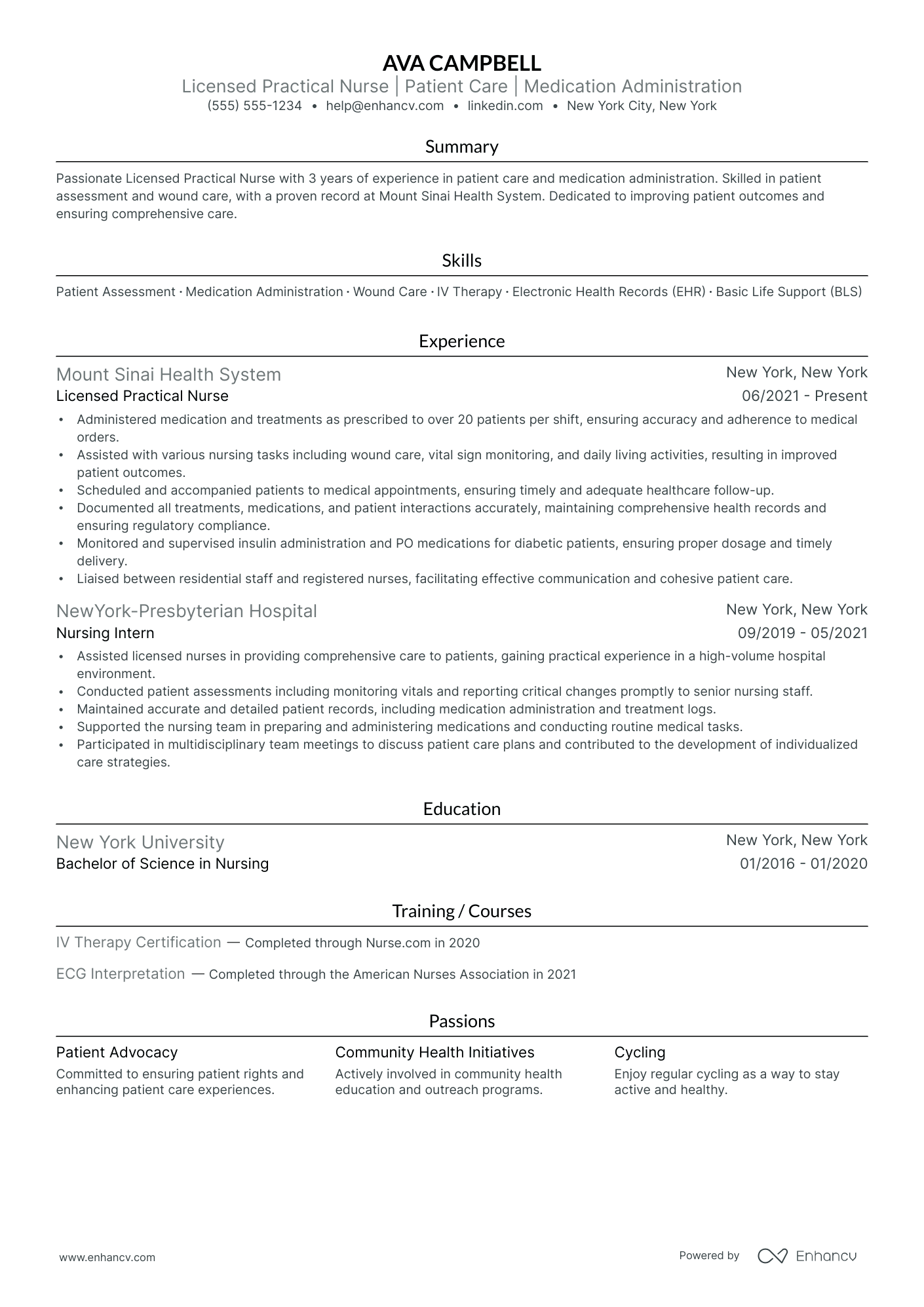 Senior Licensed Practical Nurse resume example