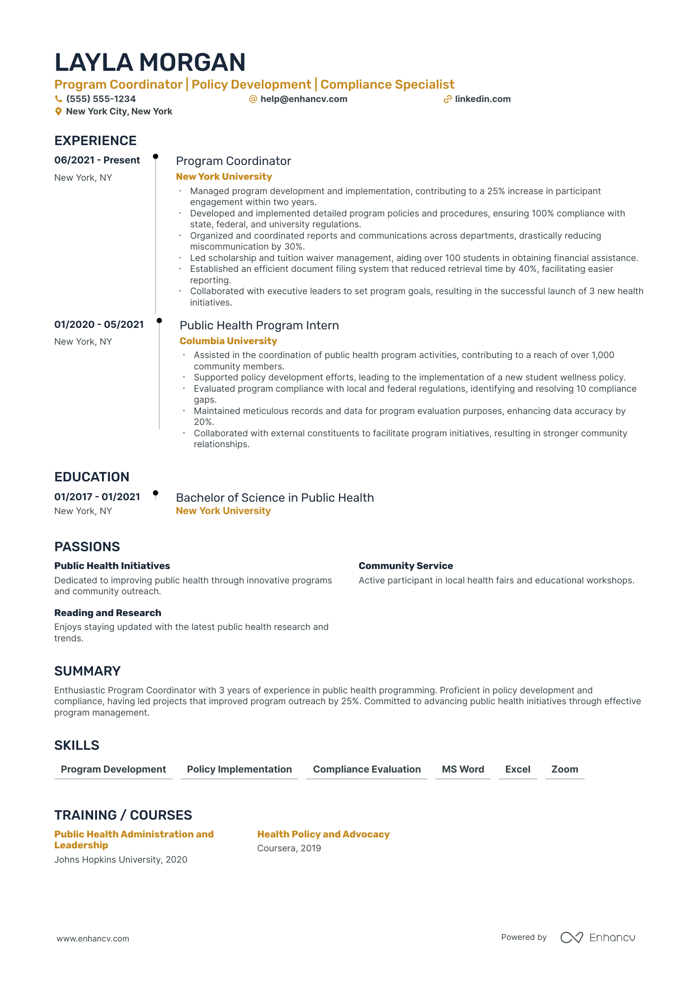 Program Services Coordinator resume example