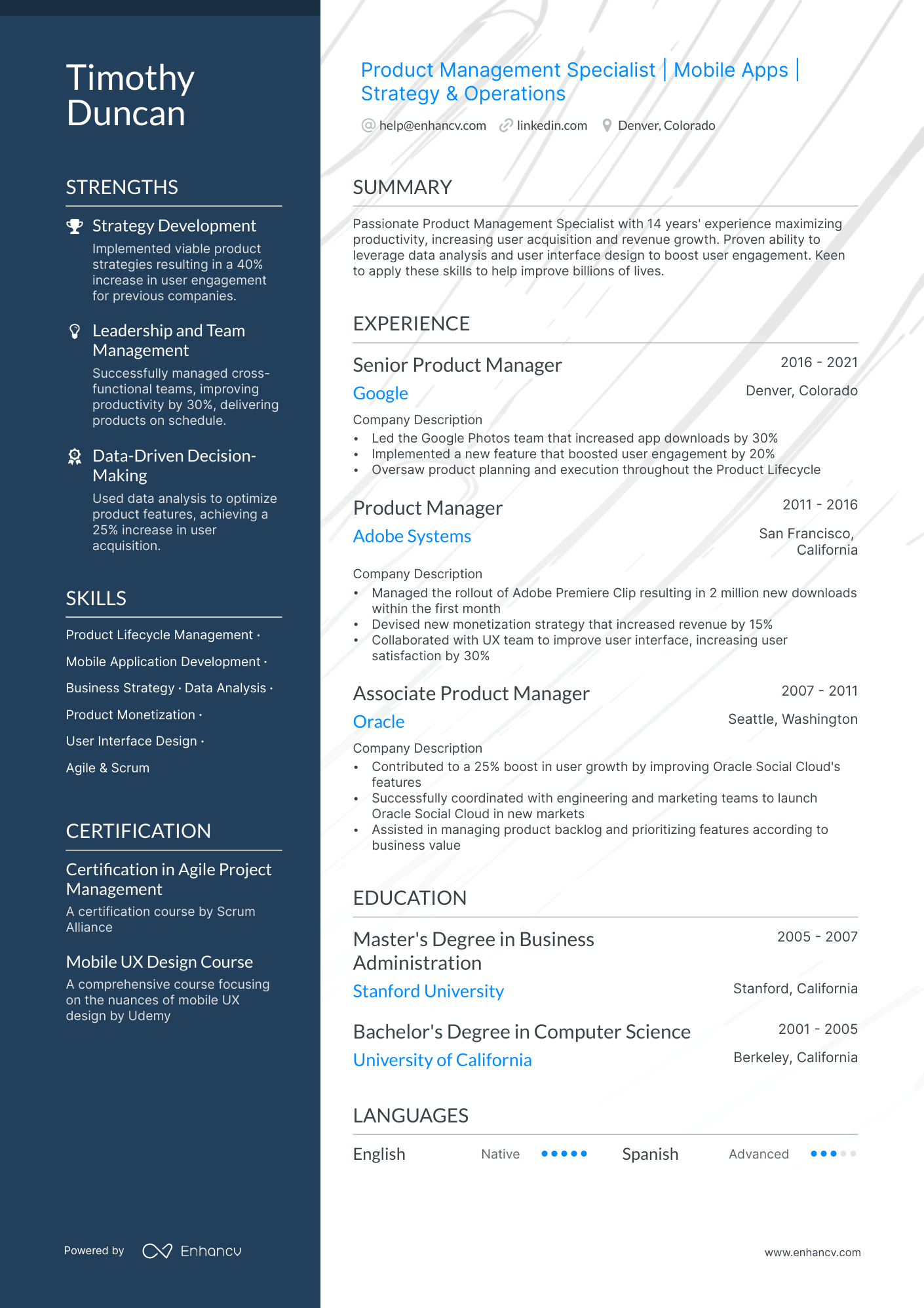 Head of Product resume example