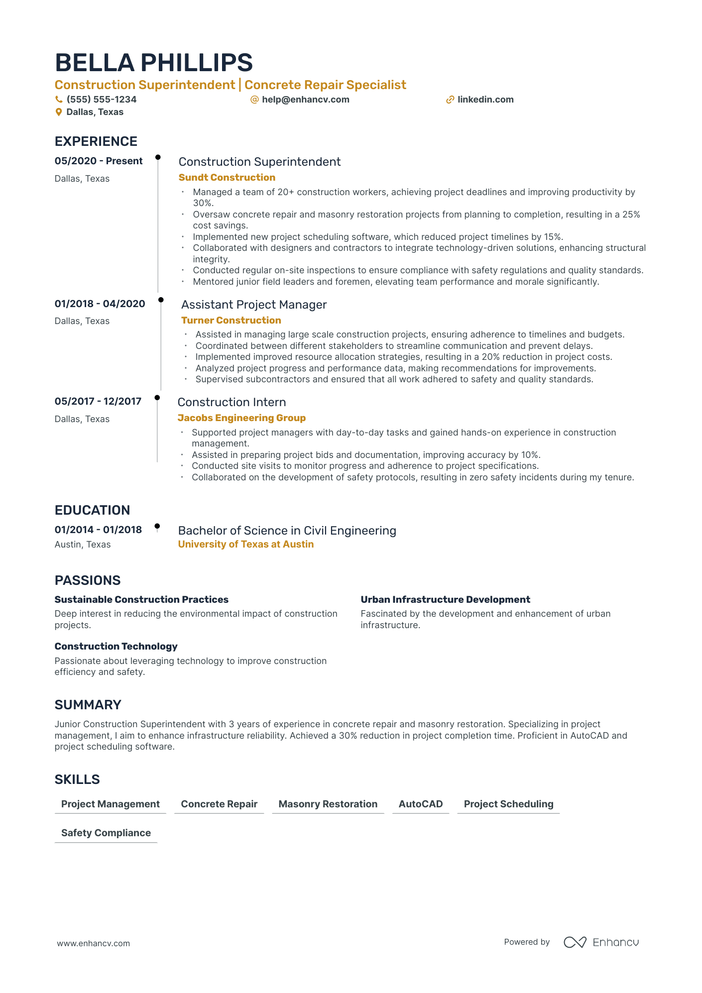 Construction Superintendent Resume Example Resume Example