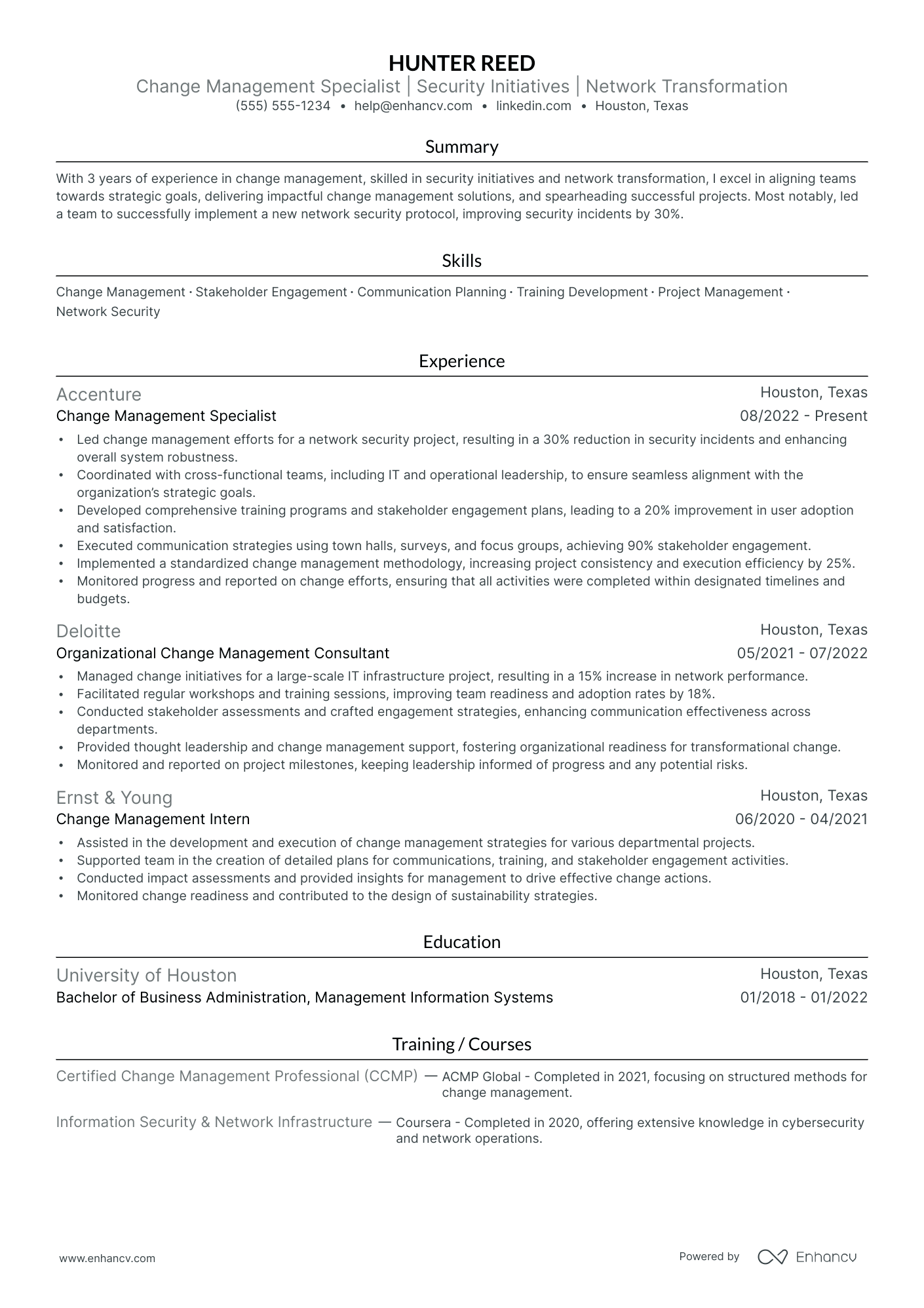 Change Management Program Director resume example