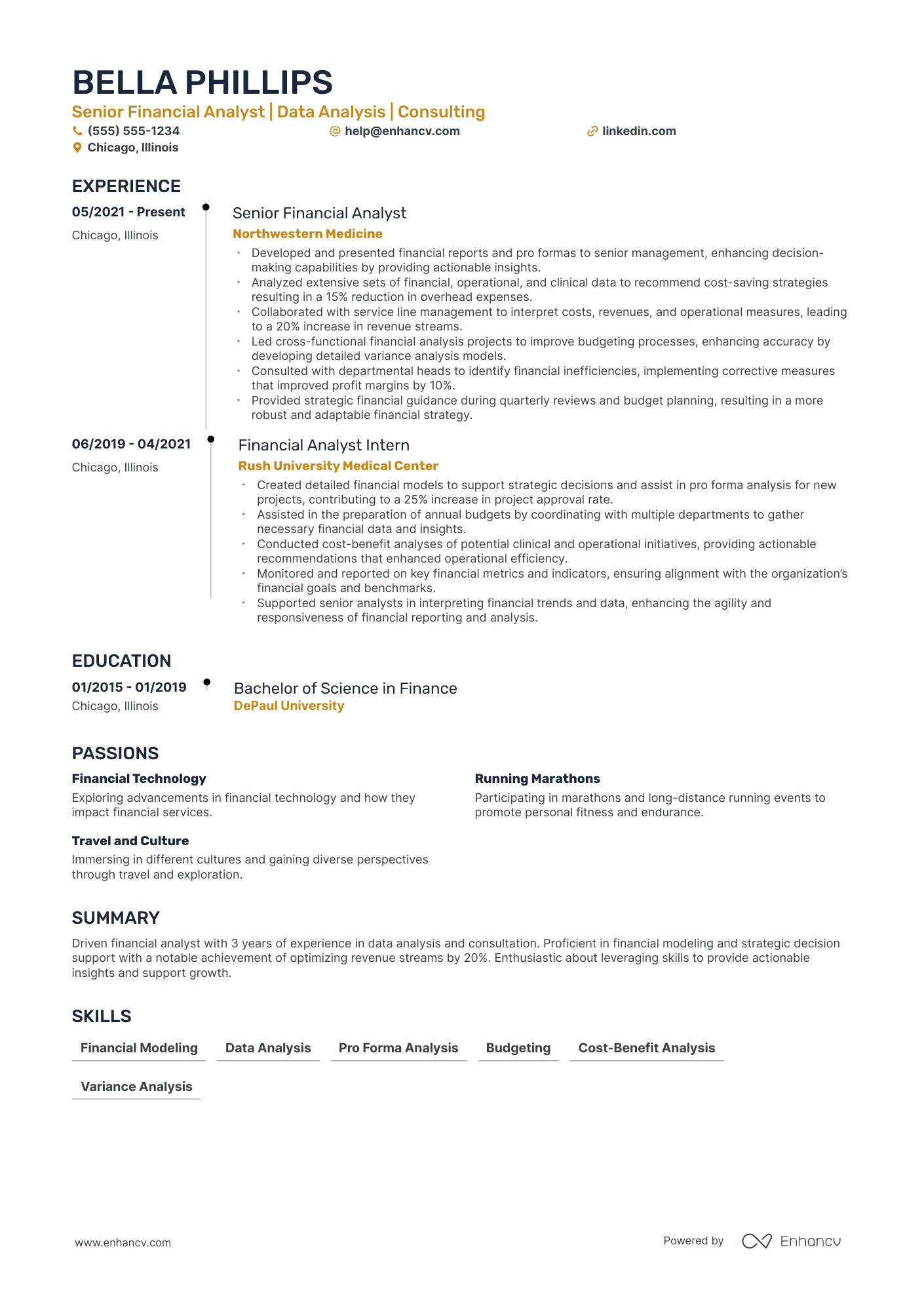 Lead Financial Analyst resume example