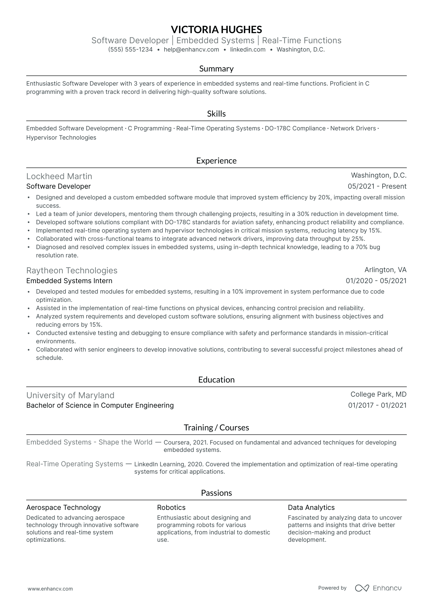 Embedded Software Engineer resume example