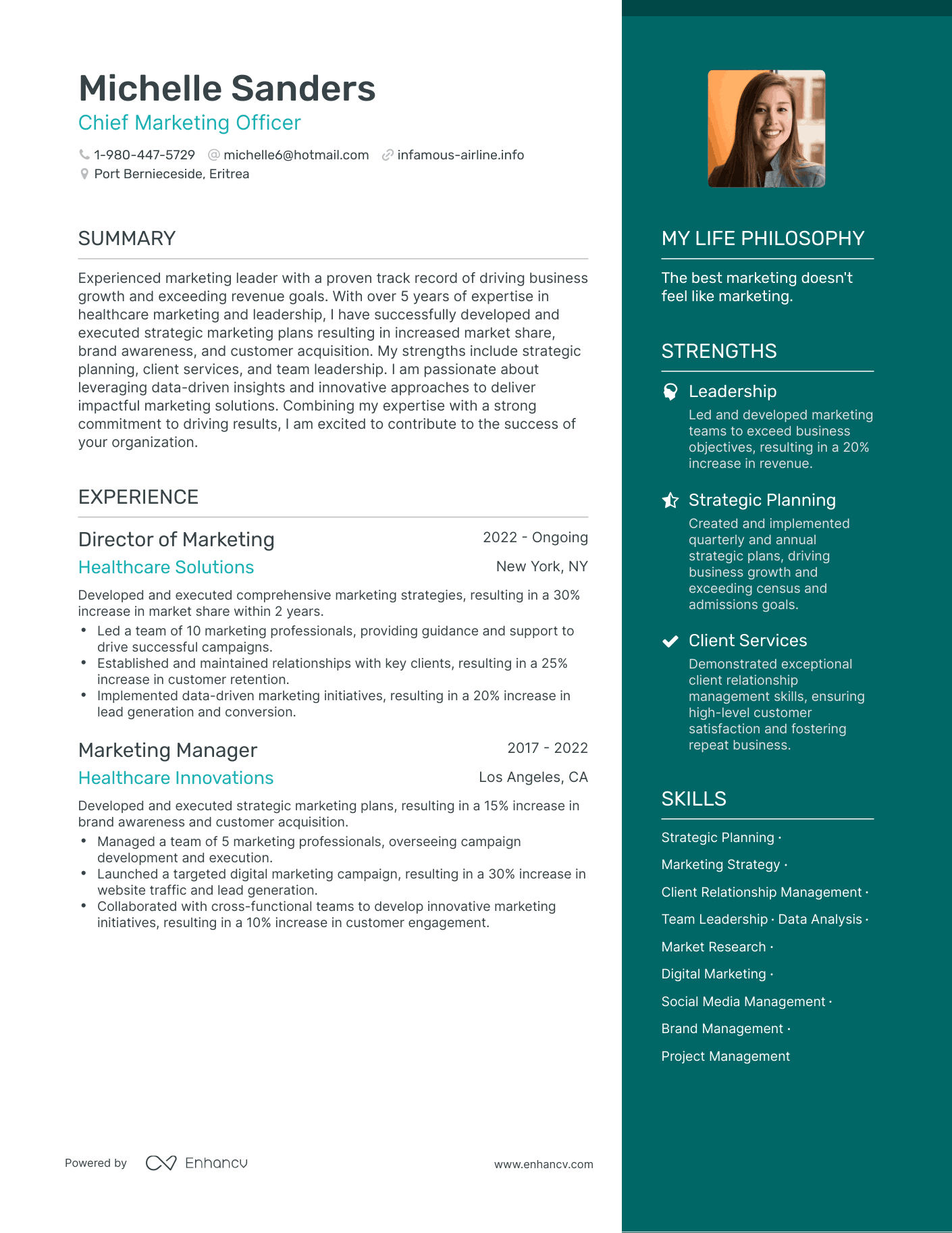 Chief Marketing Officer resume example