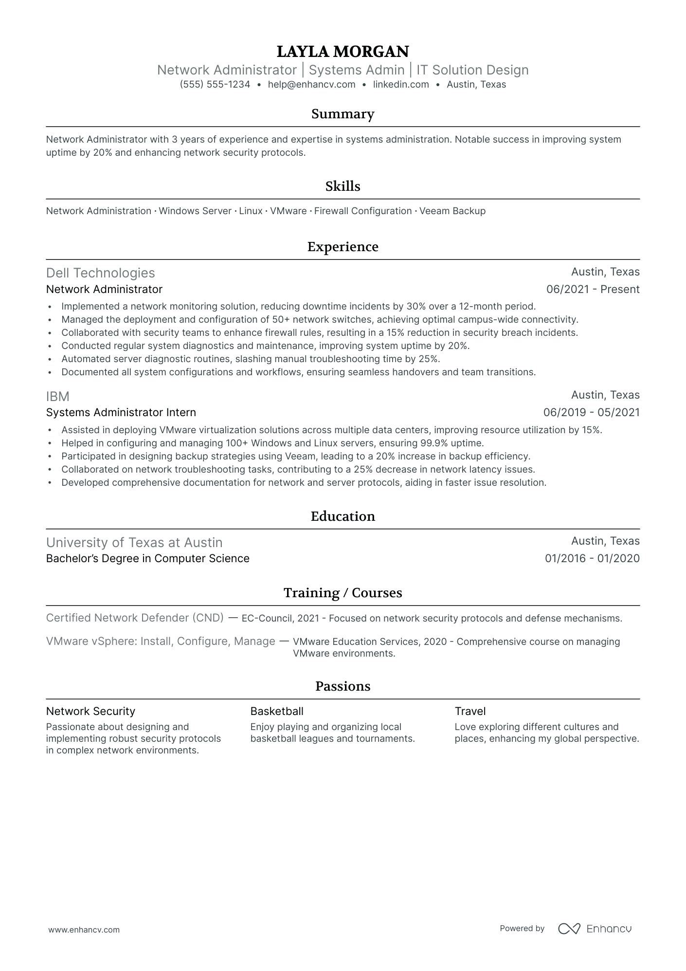 Telecommunications System Administrator resume example