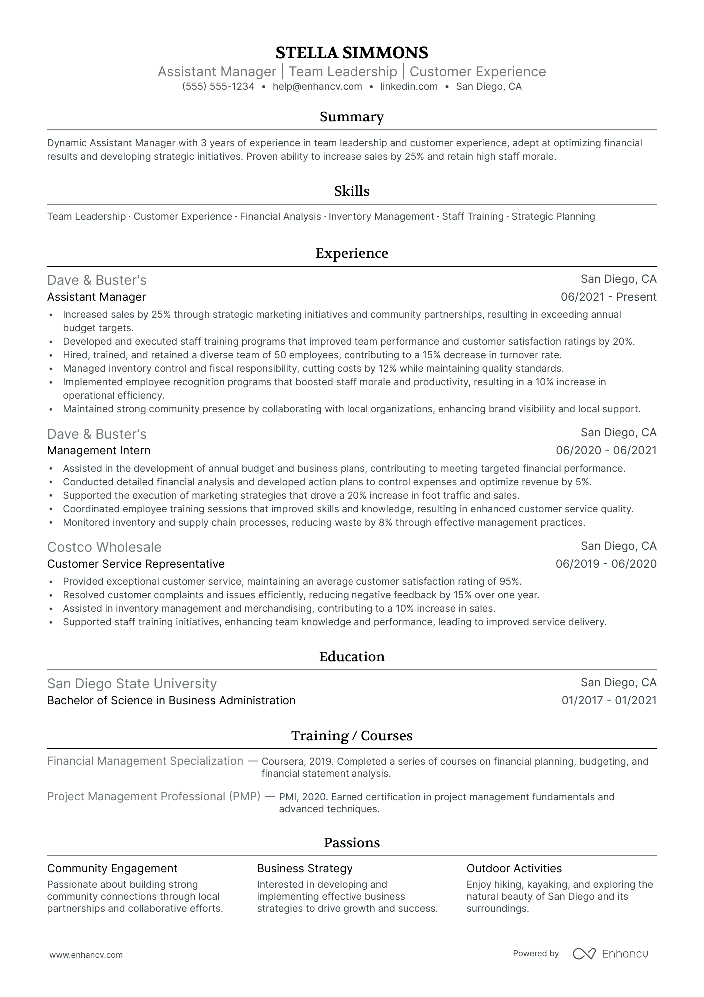 General Manager resume example