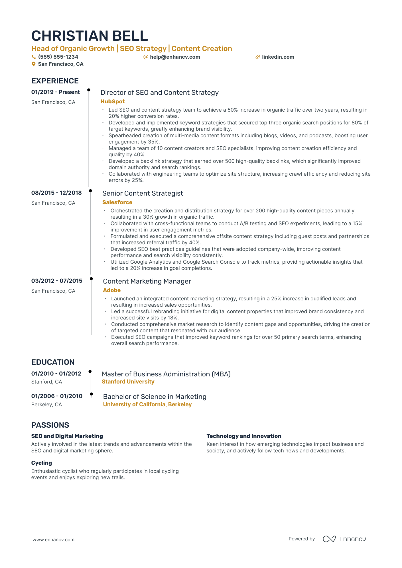 Junior Head of Growth resume example