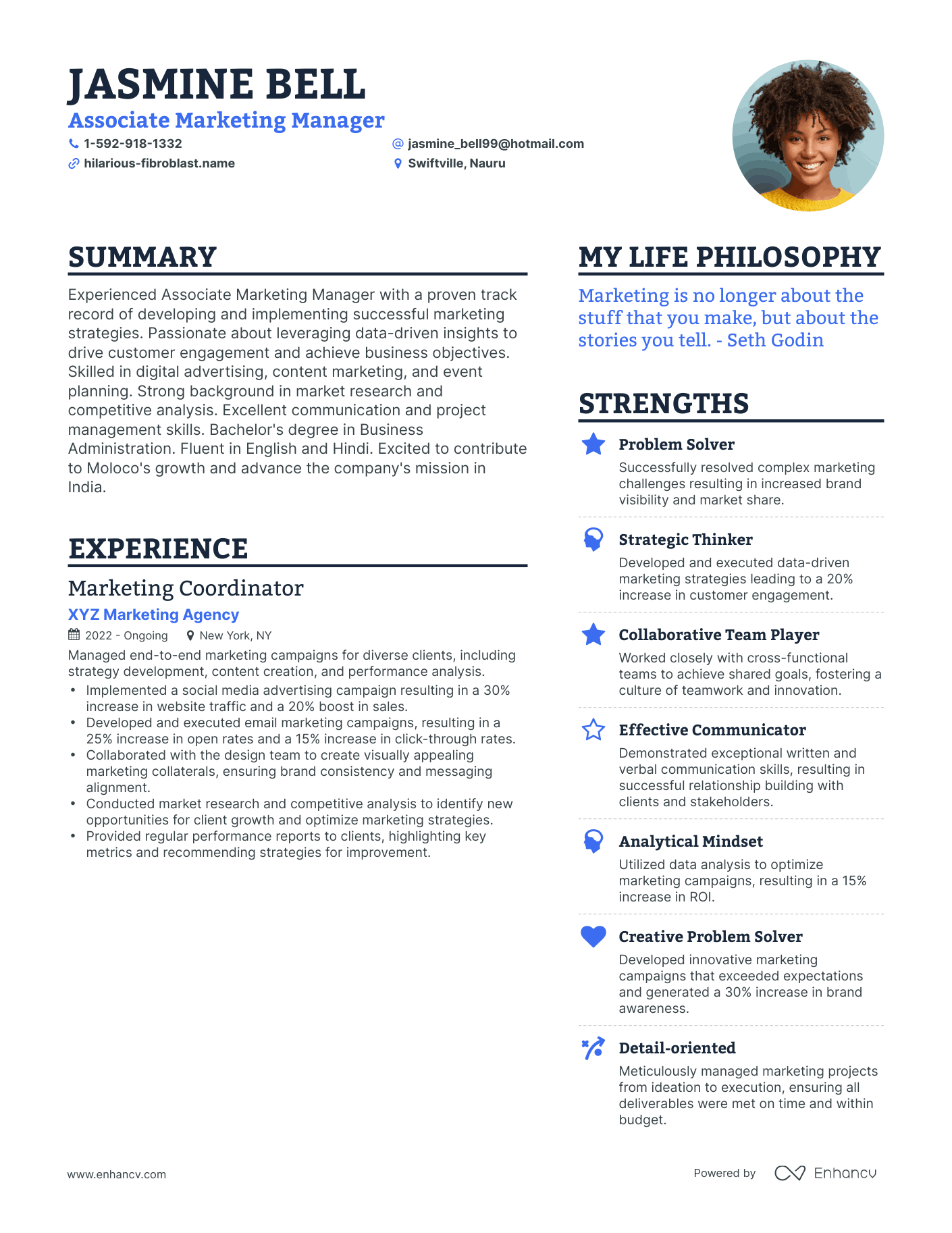 Associate Marketing Manager resume example