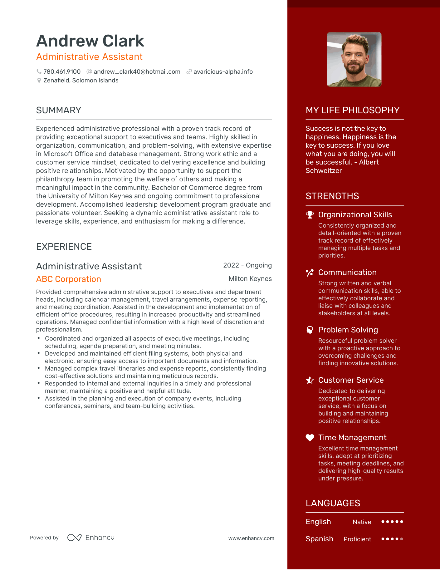 Modern Administrative Assistant Resume Example