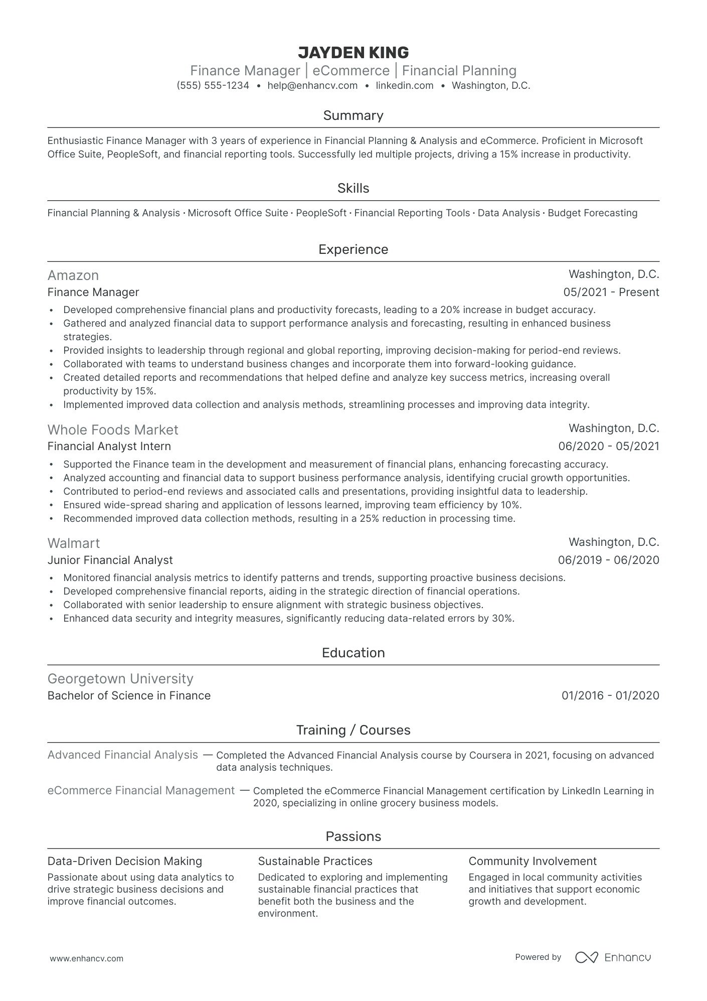 Group Finance Manager resume example