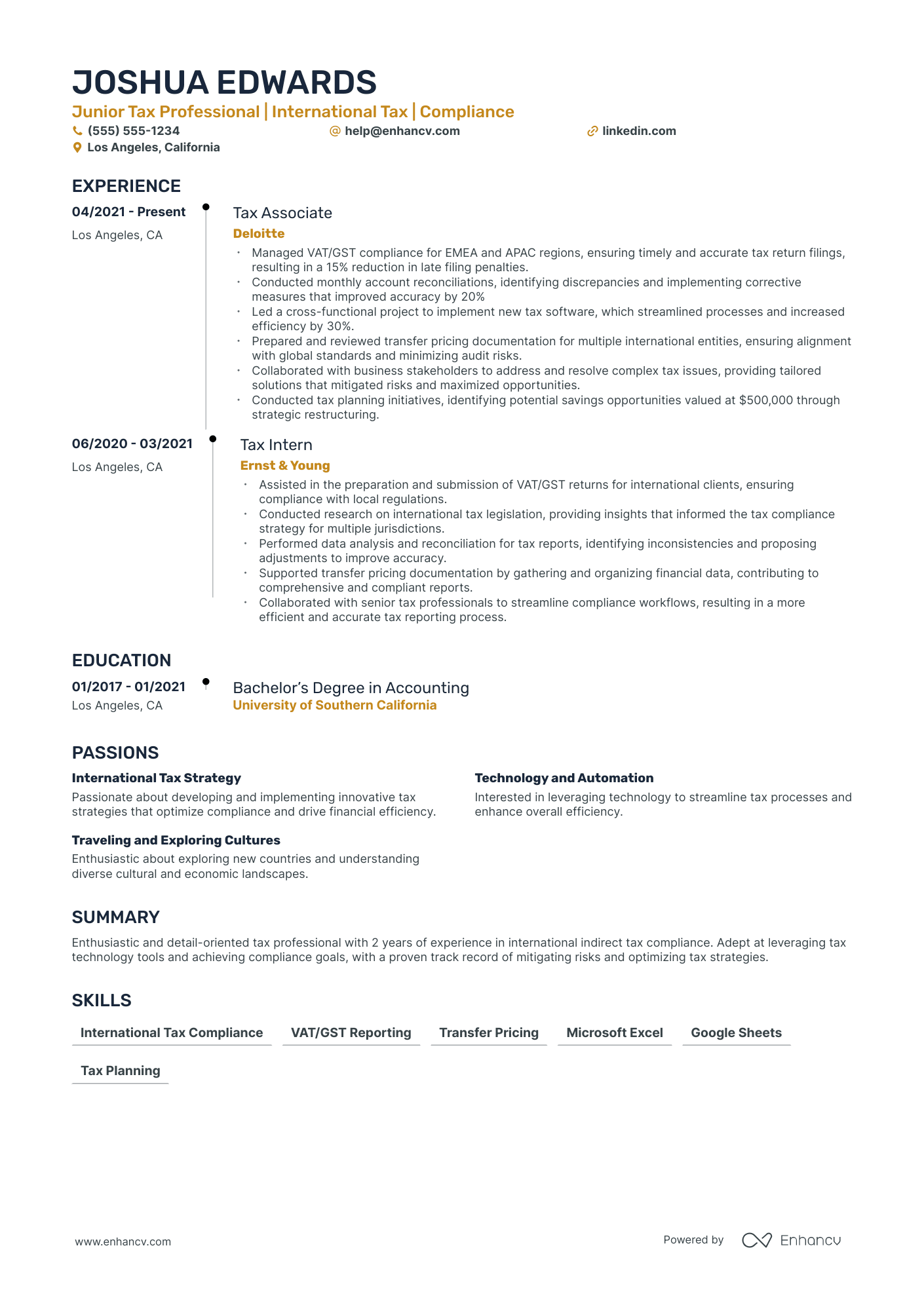 International Tax Associate Resume Example Resume Example