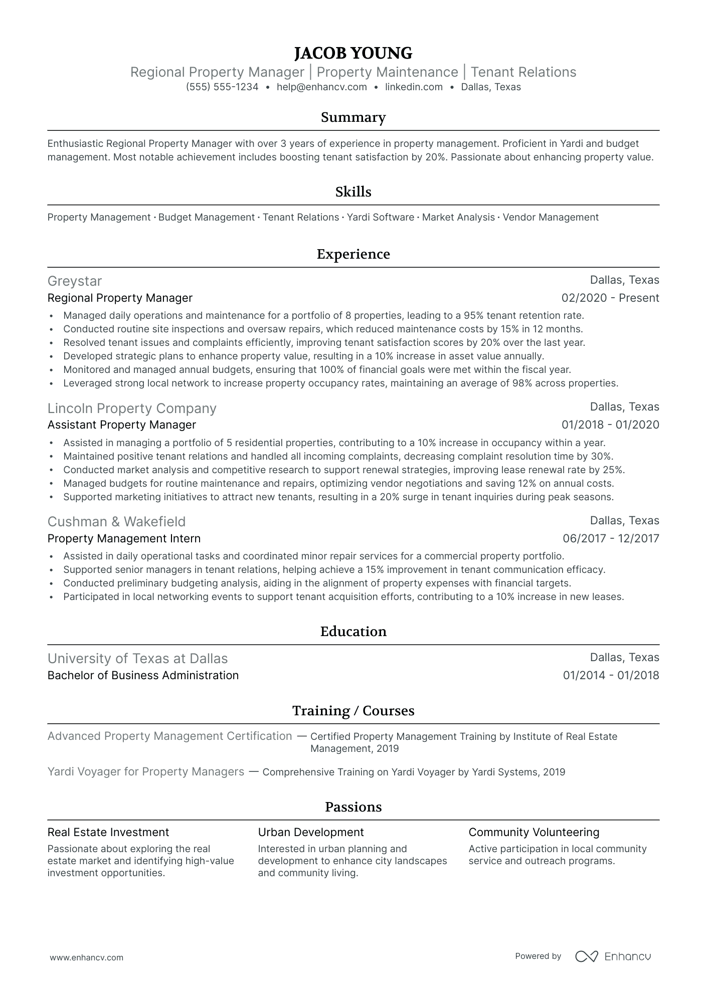 Regional Property Manager Resume Example Resume Example