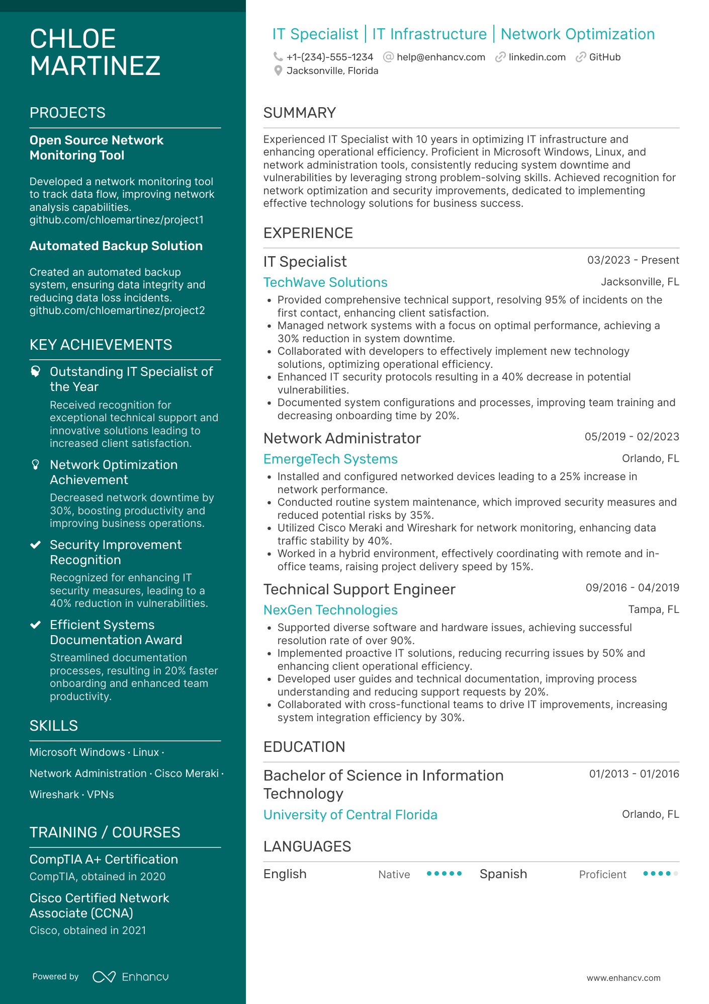 IT Specialist resume example
