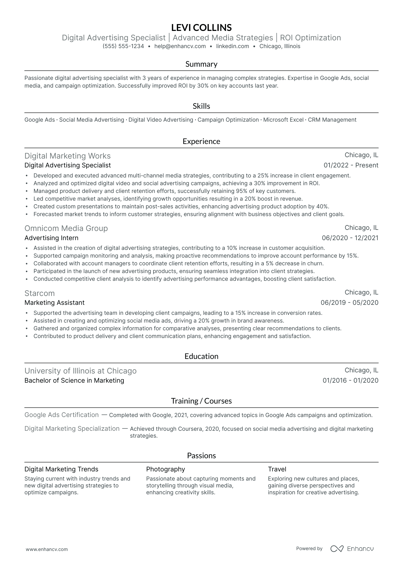 Senior Advertising Strategist resume example