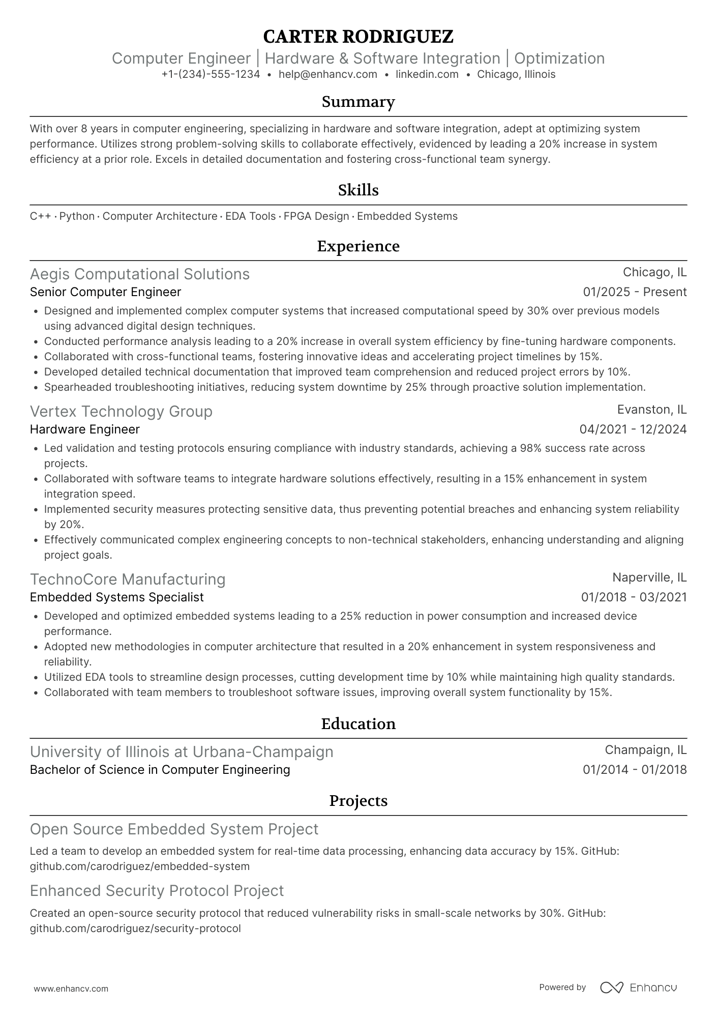 Computer Engineer resume example