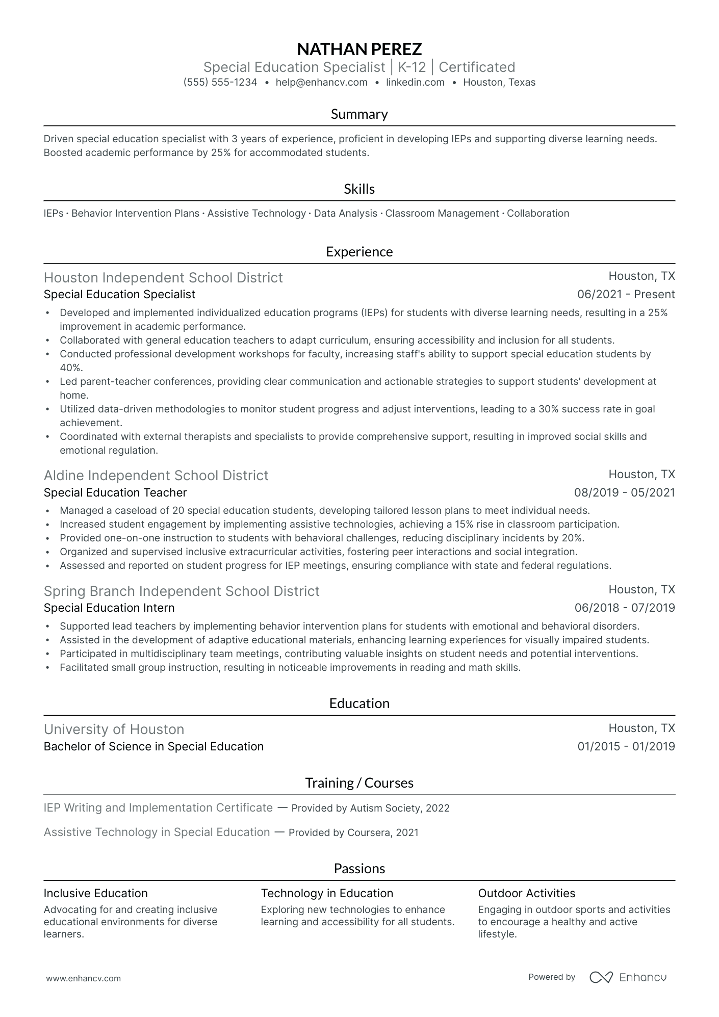 Education Specialist resume example