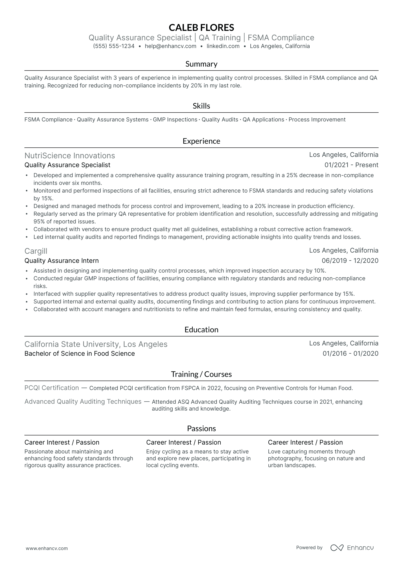 Quality Assurance Test Manager resume example