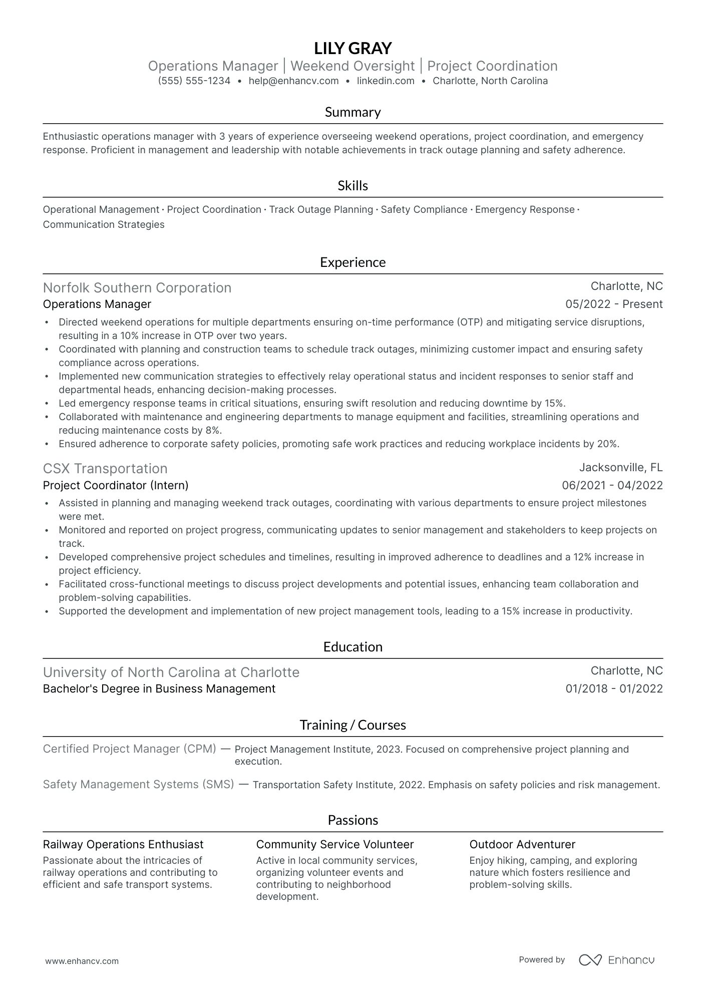 Deputy Chief Operating Officer resume example