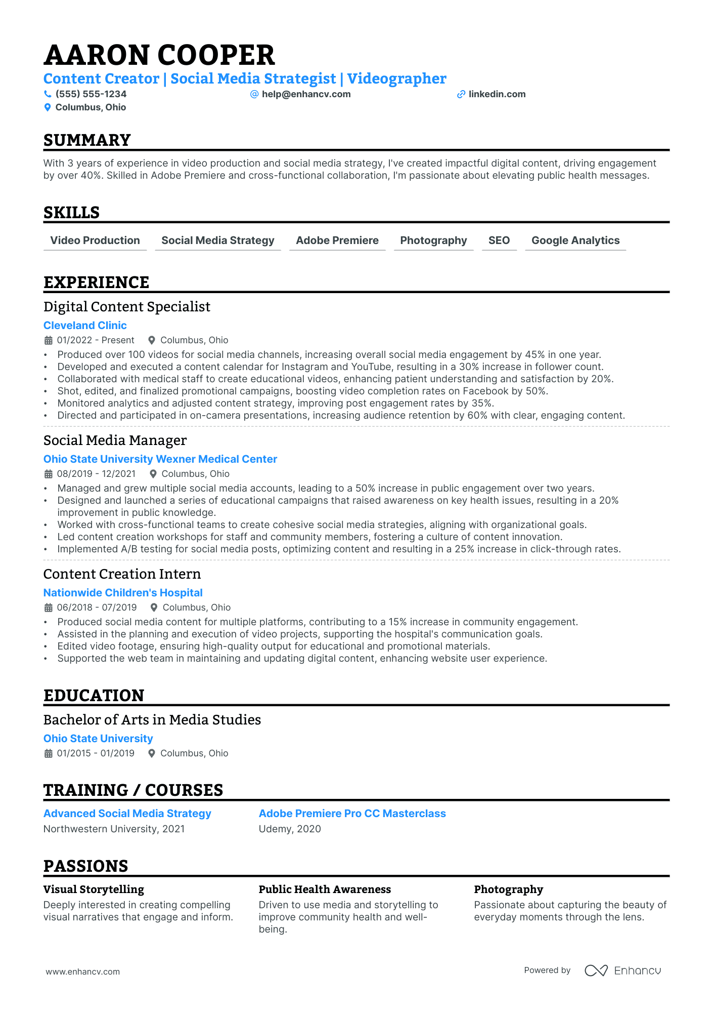 Digital Creator resume example