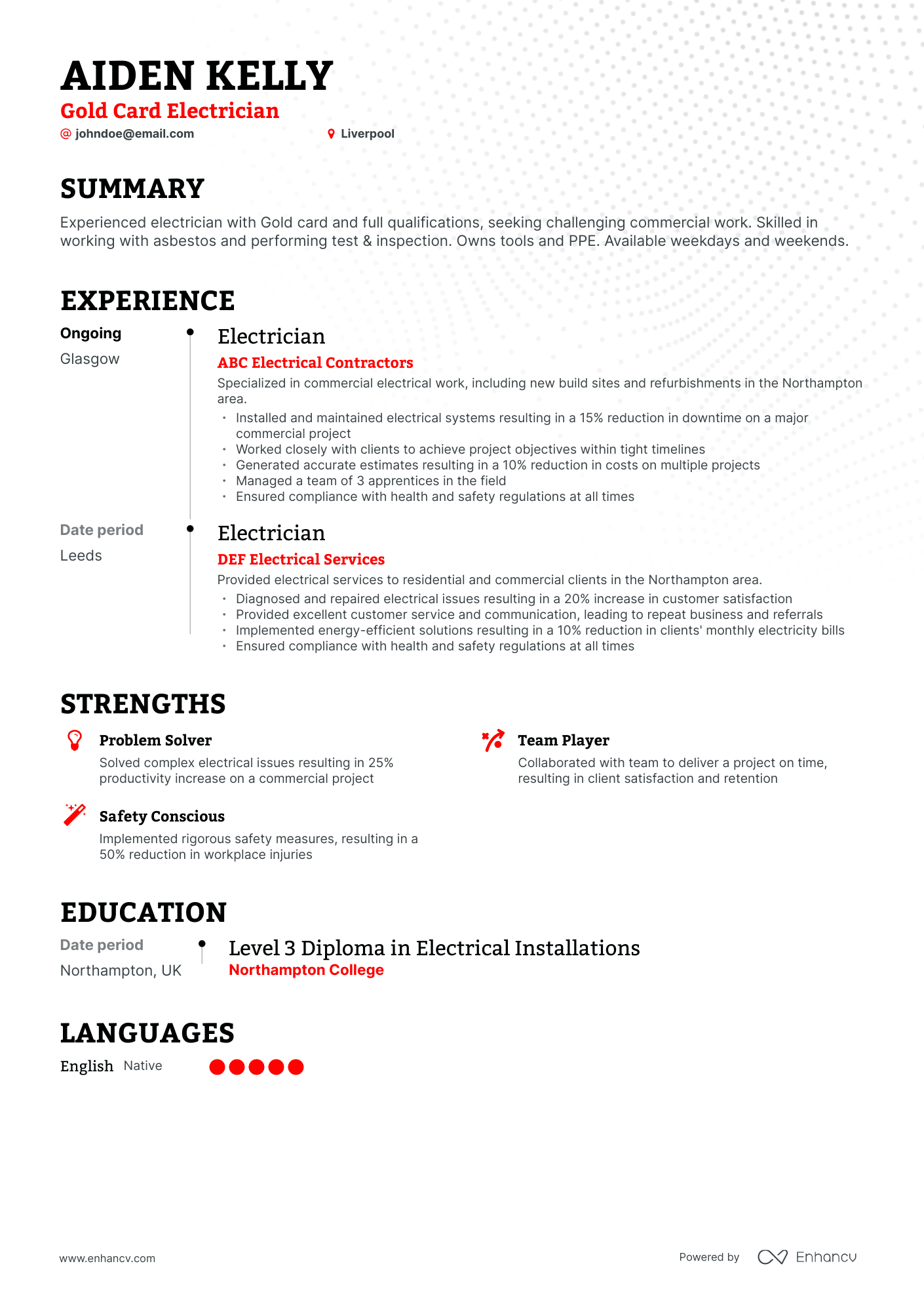 3 Electrician CV Examples For 2023   Image 