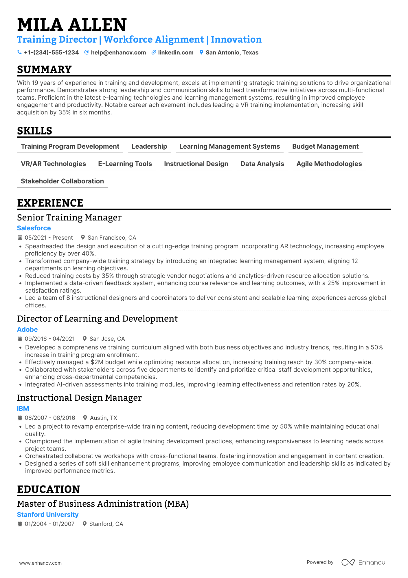 Training Director resume example