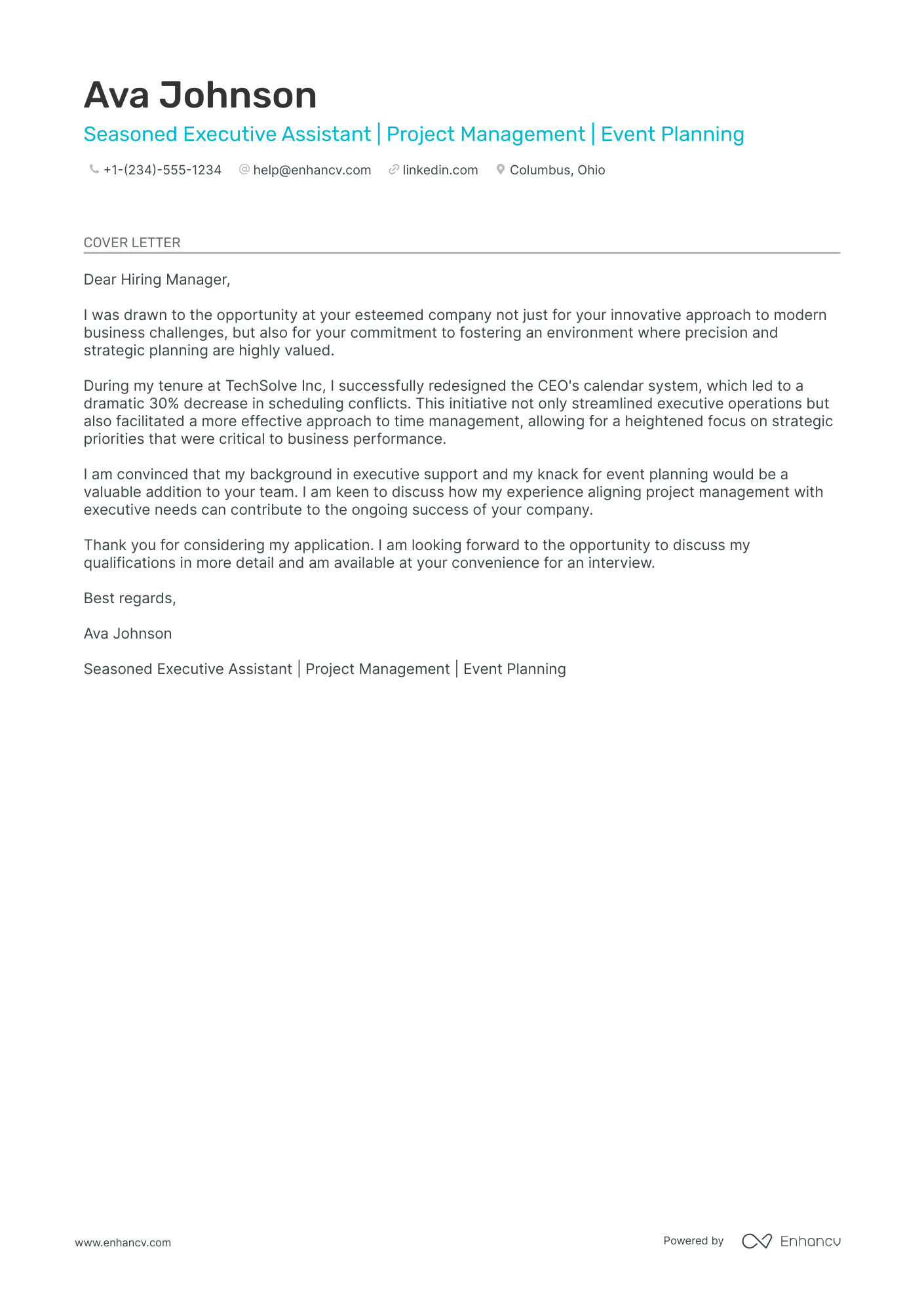 Personal Assistant cover letter