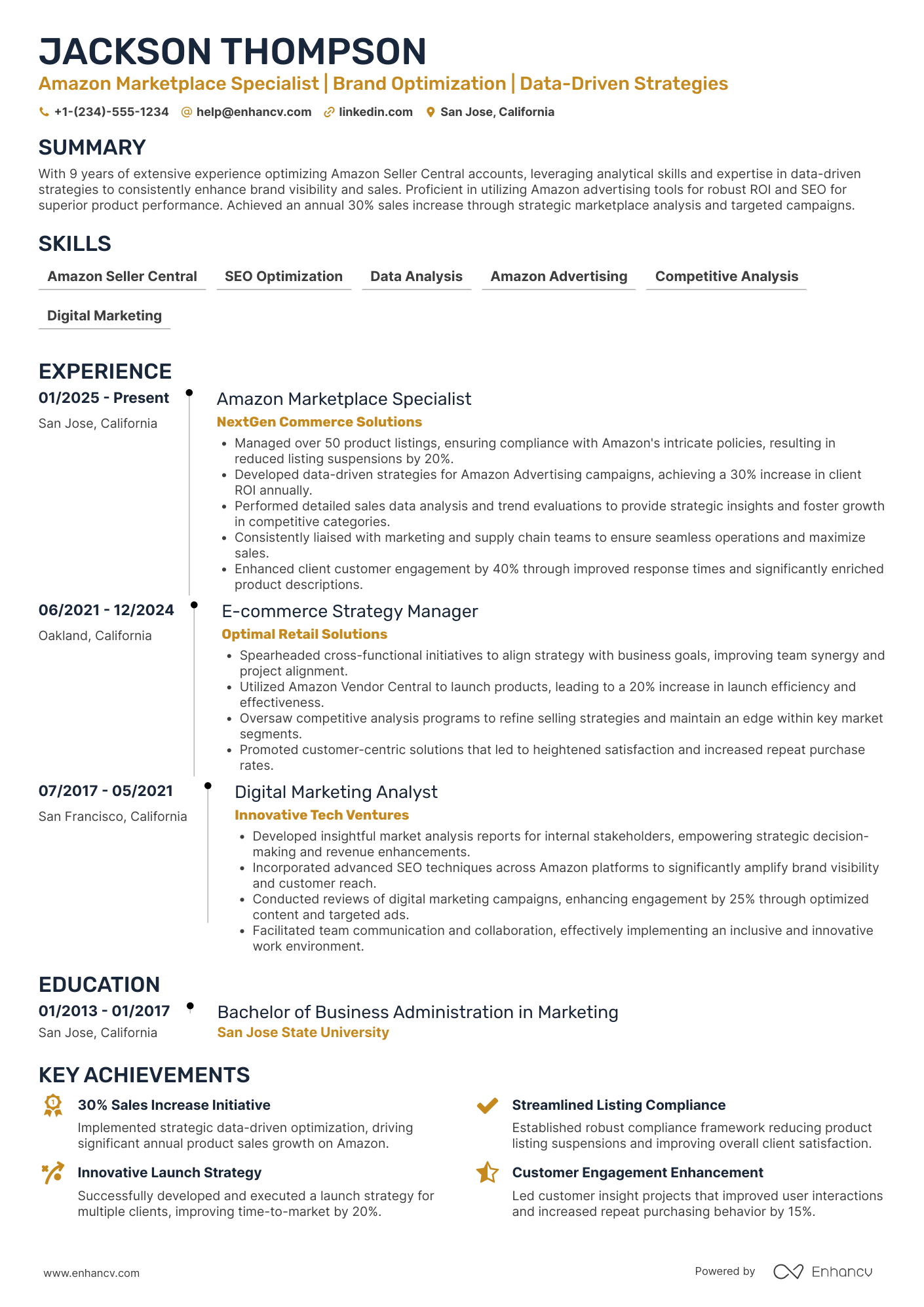 Amazon resume example