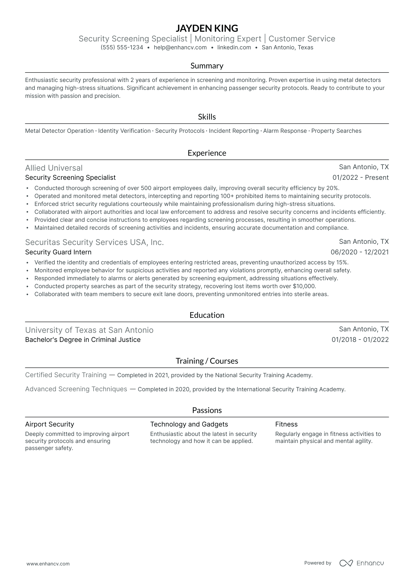 Part-Time Security Guard Resume Example Resume Example