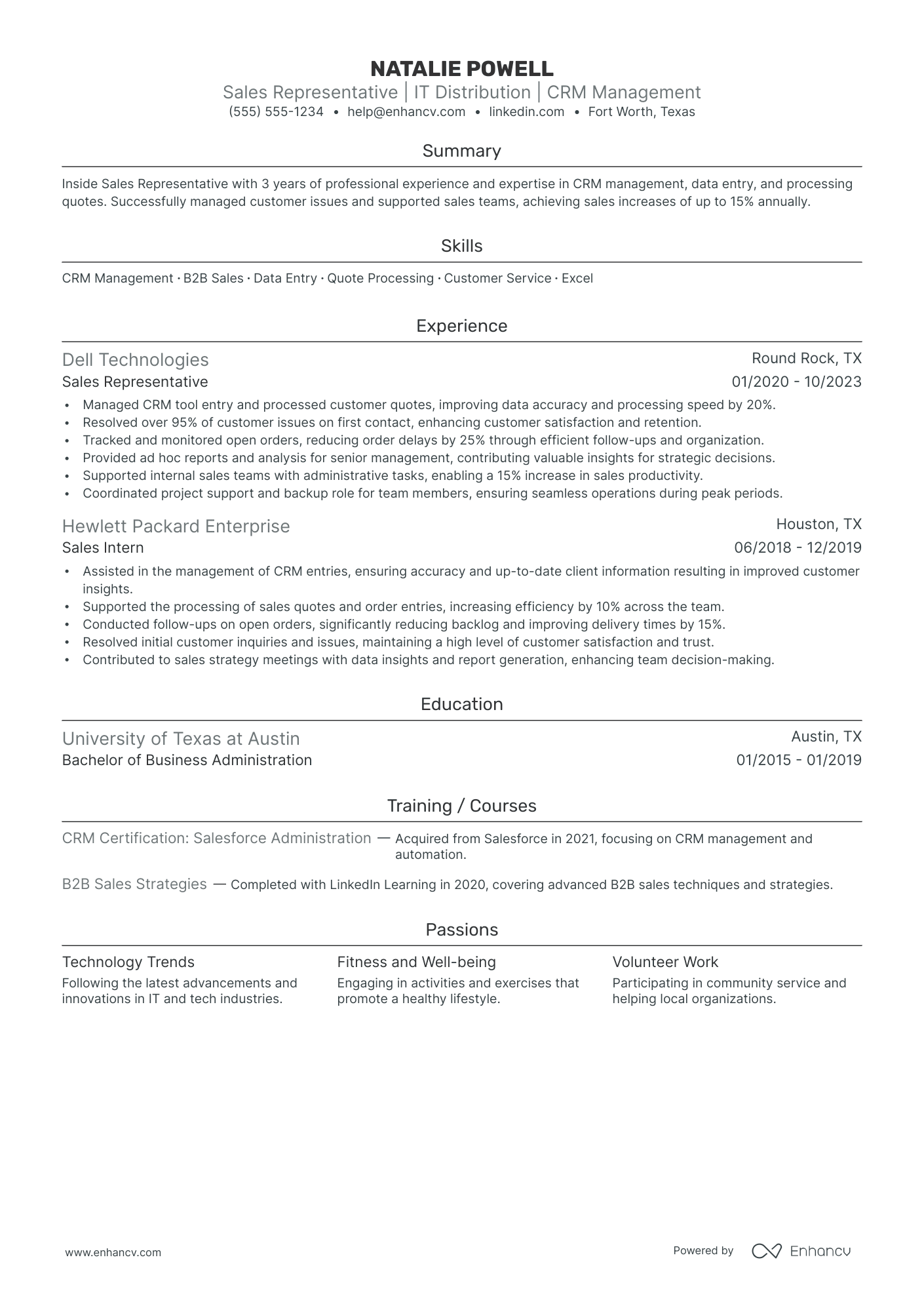 Inside Sales Representative resume example