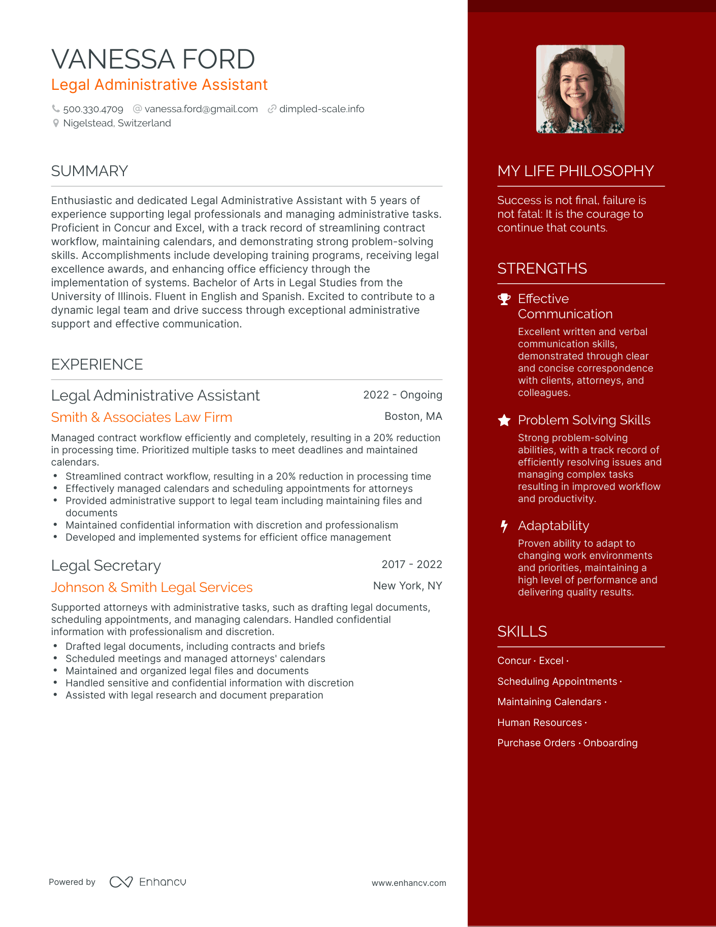 Modern Legal Administrative Assistant Resume Example
