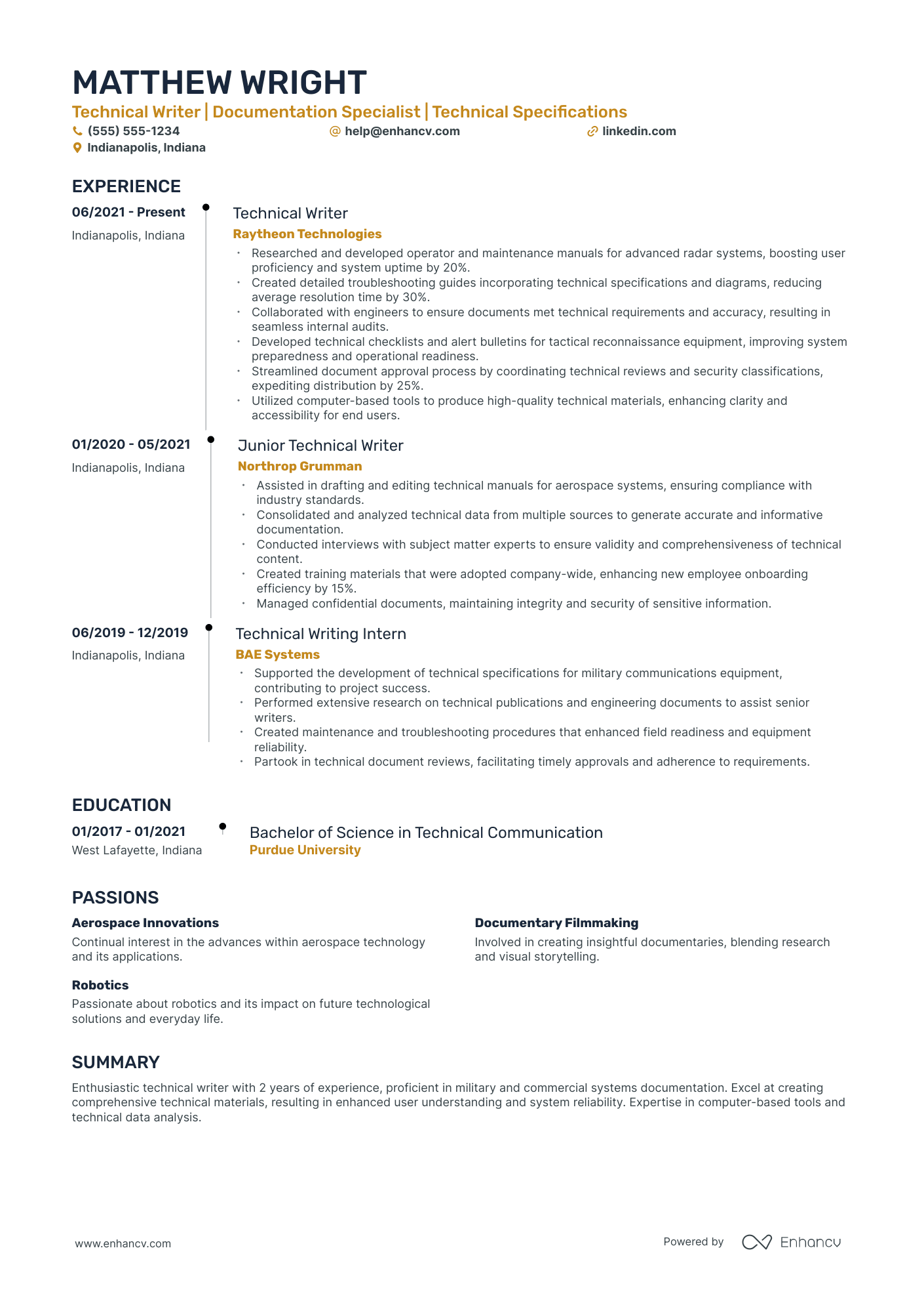 Technical Writer Editor resume example