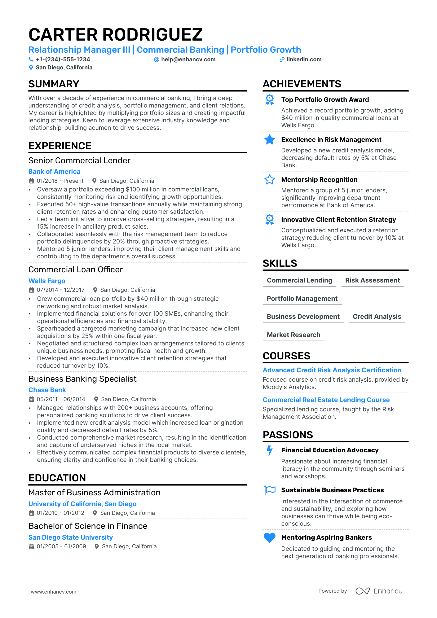 Relationship Manager resume example