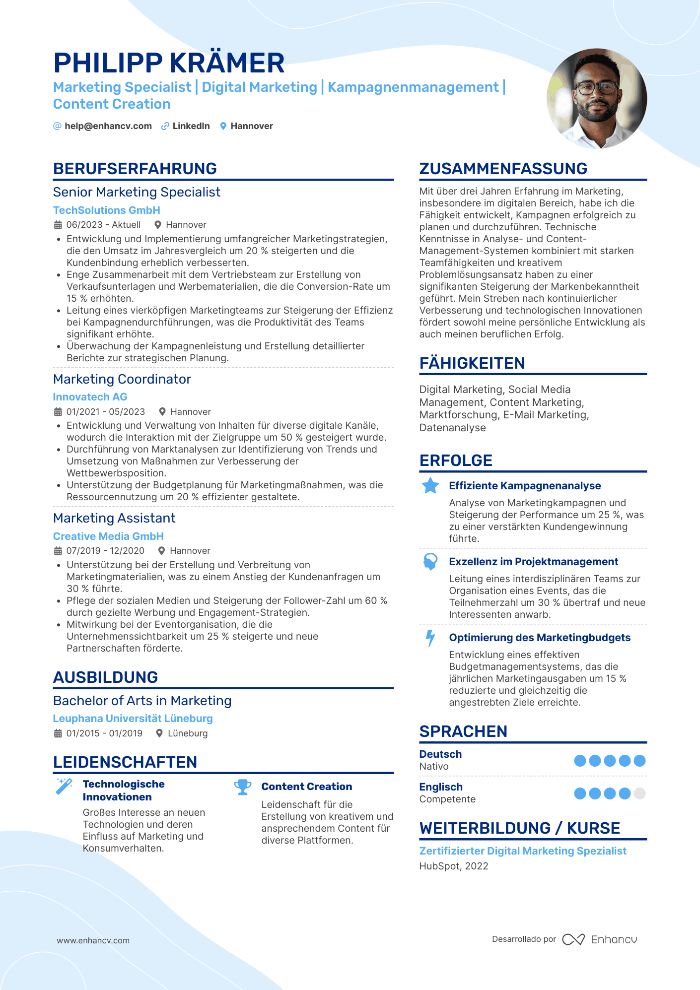 marketing lebenslauf CV
