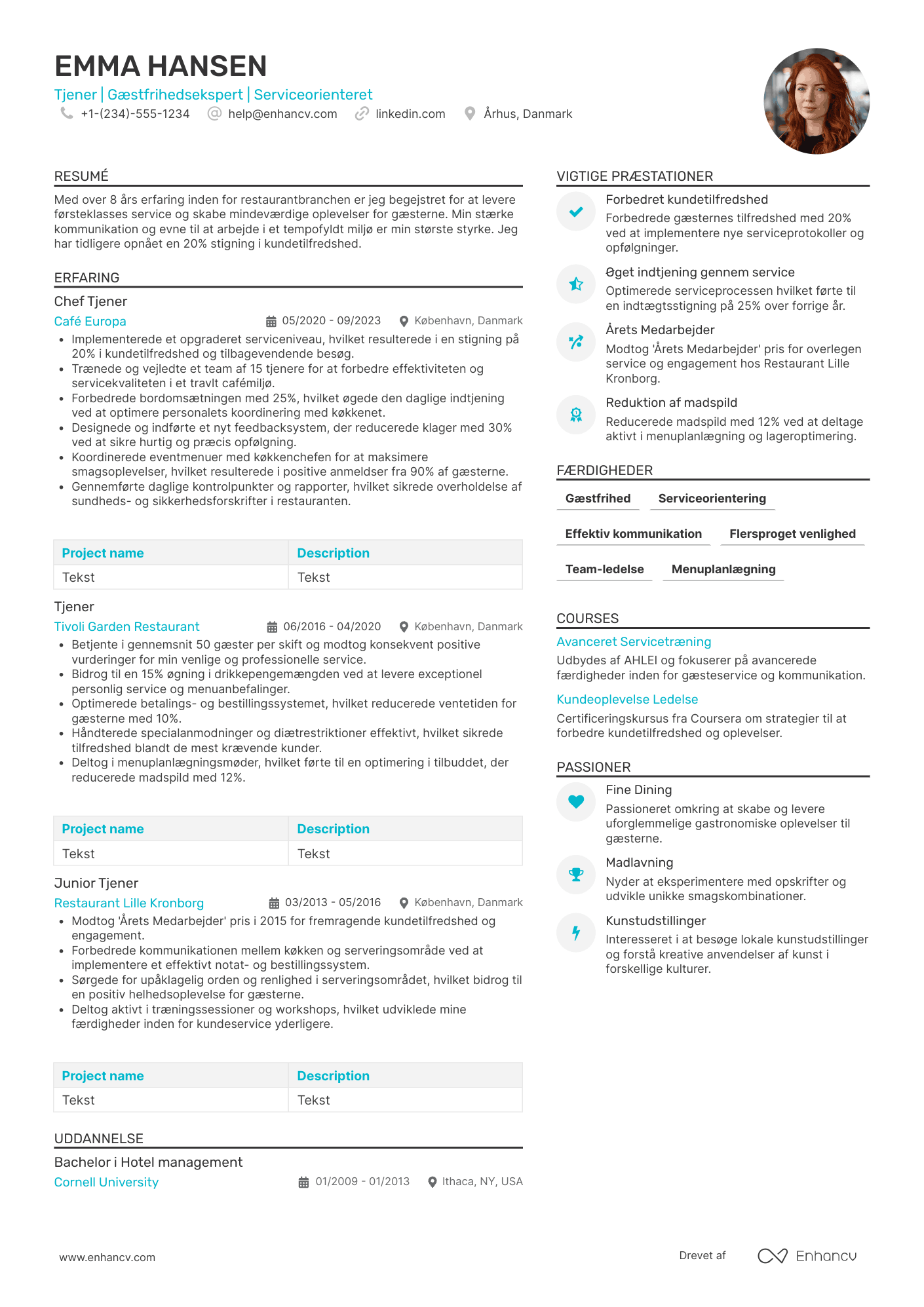 Tjener CV