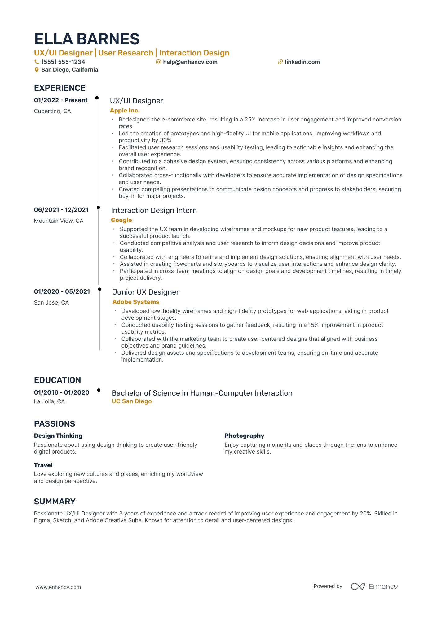 Ecommerce UX/UI Designer Resume Example Resume Example