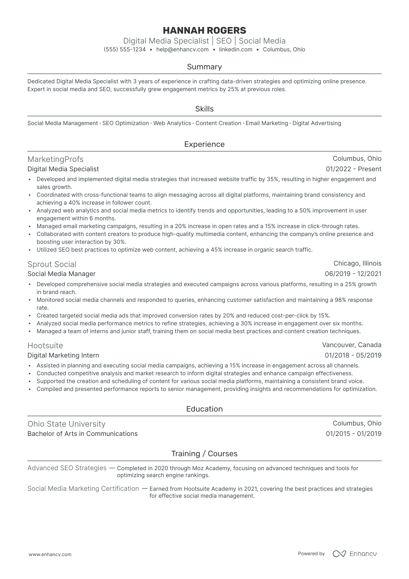 Digital Media Specialist Resume Example Resume Example