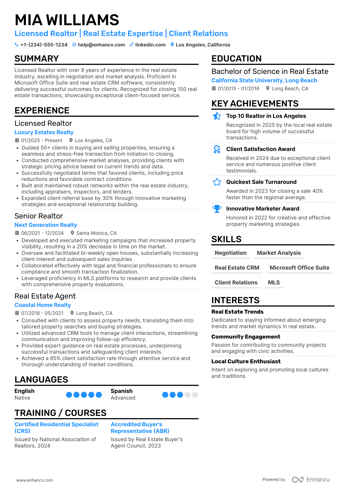 Realtor resume example