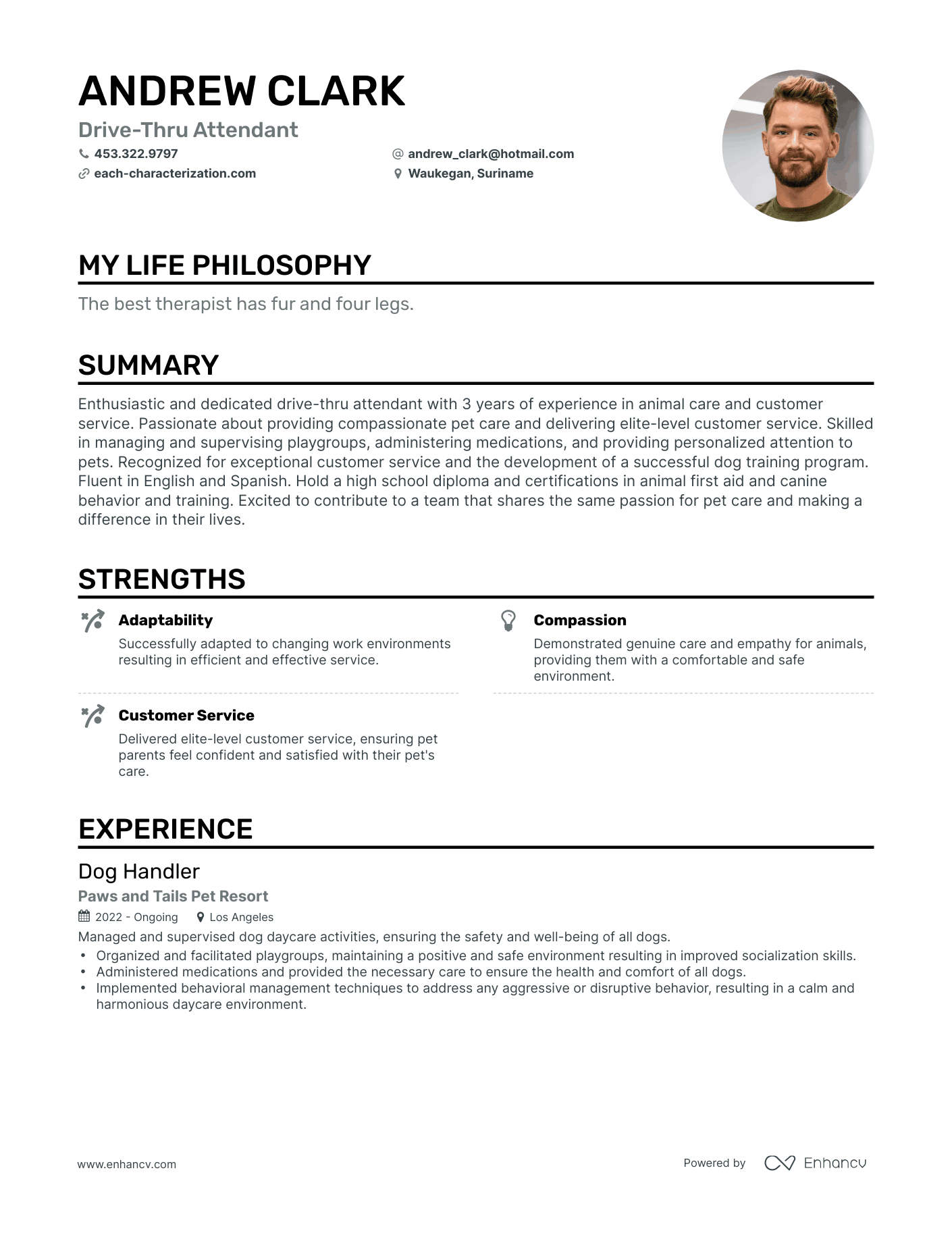 Creative Drive-Thru Attendant Resume Example